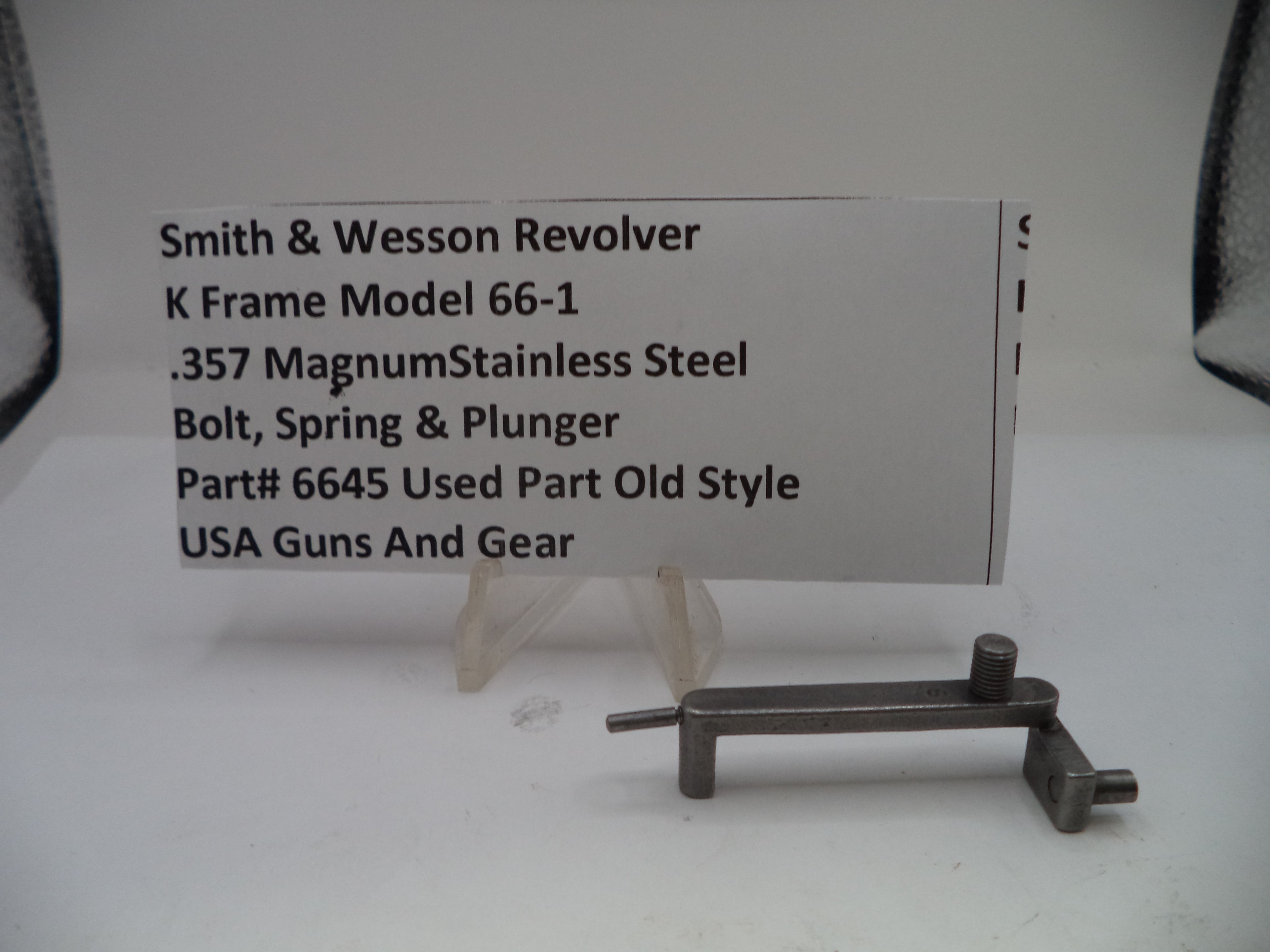 Smith & Wesson K Frame Model 66-1 Bolt Spring & Plunger .357 Magnum Stainless Steel Old Style Used 6645