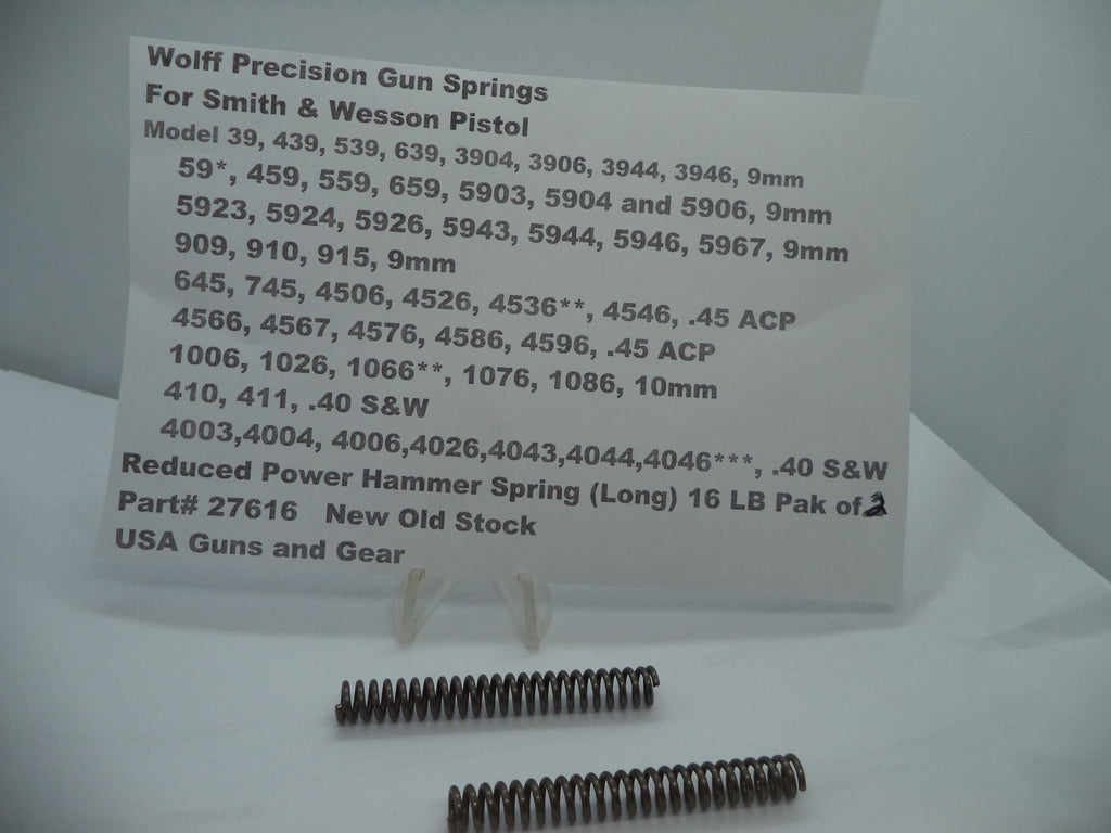 Wolff Hammer Spring for S&W Pistols - 16 LB 2-Pack | 9mm/10mm/.40/.45 | Part 27616