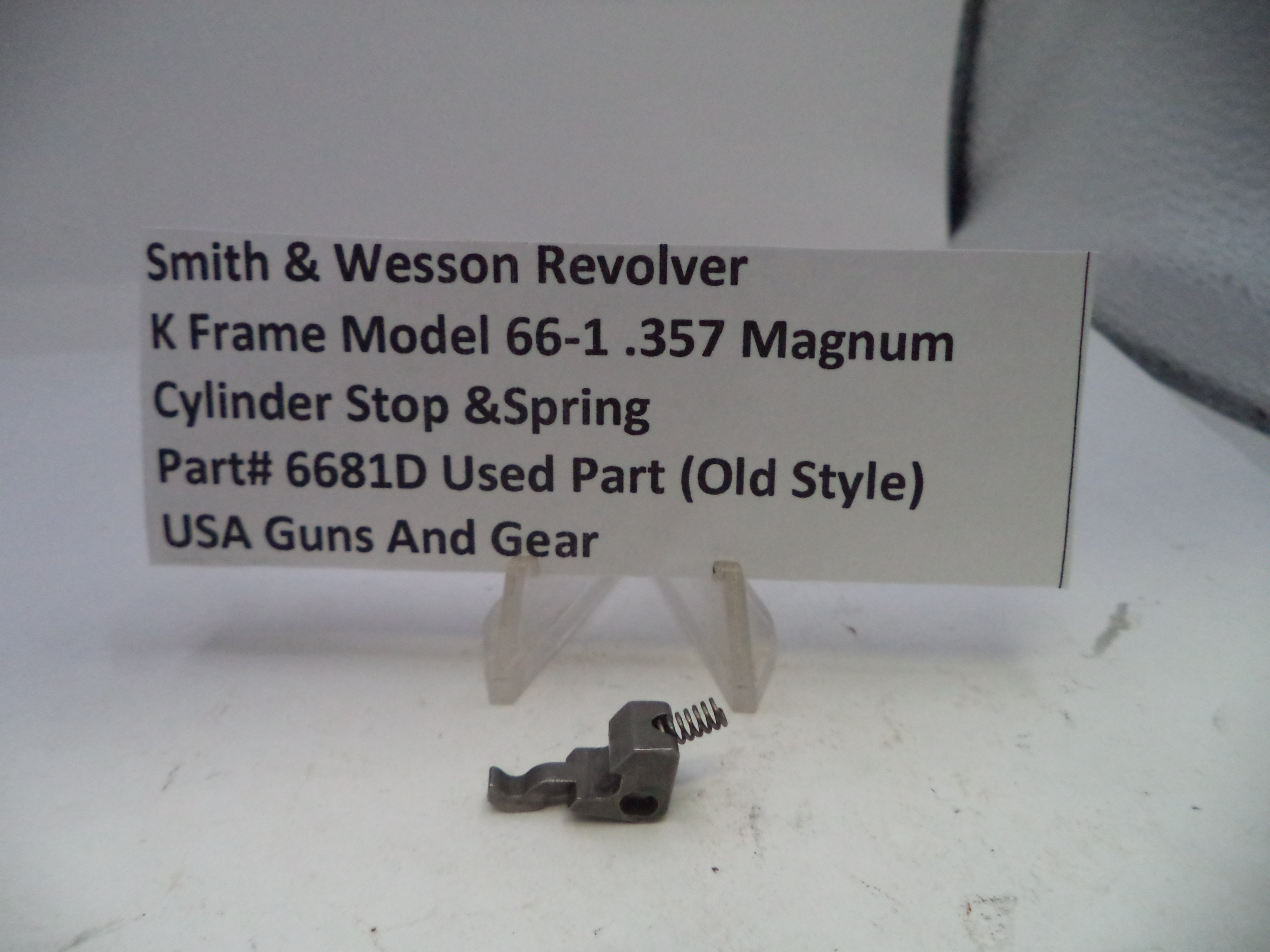 S&W K Frame Cylinder Stop & Spring Model 66-1 .357 Magnum Used 6681D