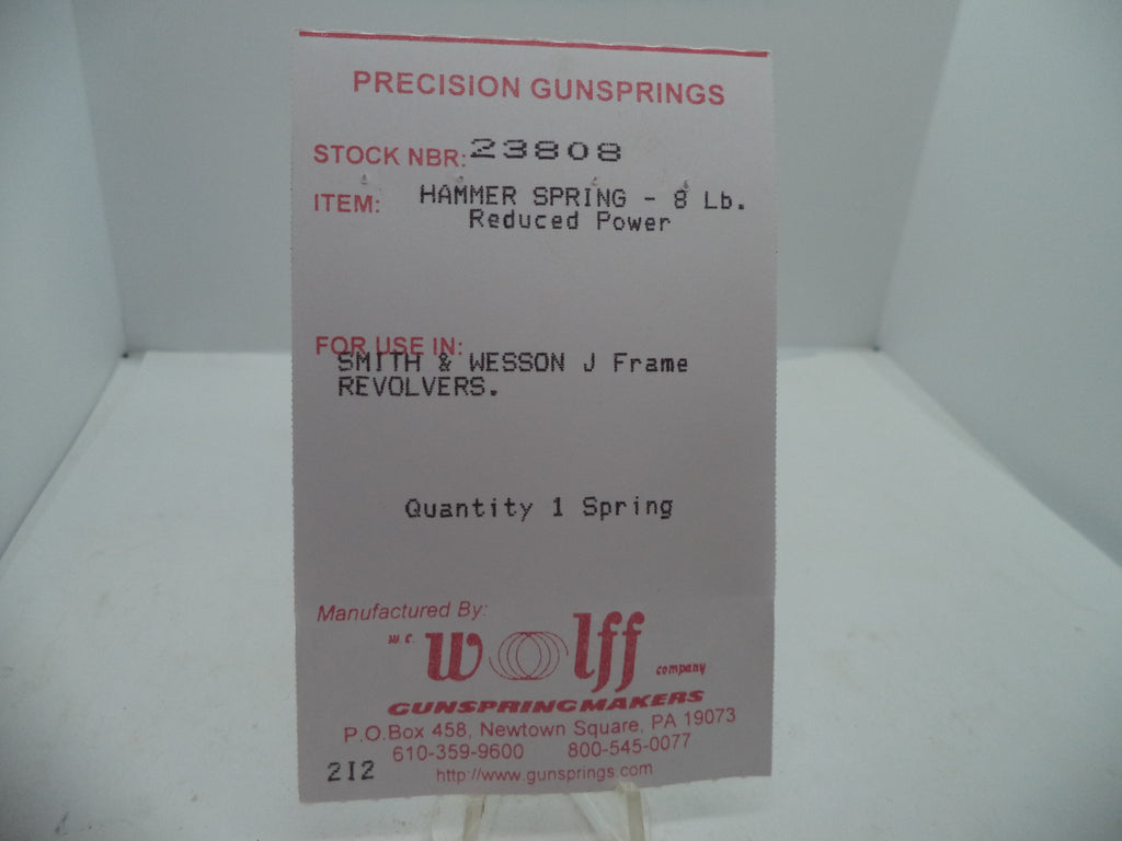 Wolff Reduced Power Hammer Spring for Smith & Wesson J-Frame Revolvers 8 LB 23808