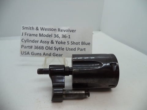 366B Smith & Wesson J Frame Model 36, 36-1 Cylinder Assy & Yoke 5 Shot Blue Used
