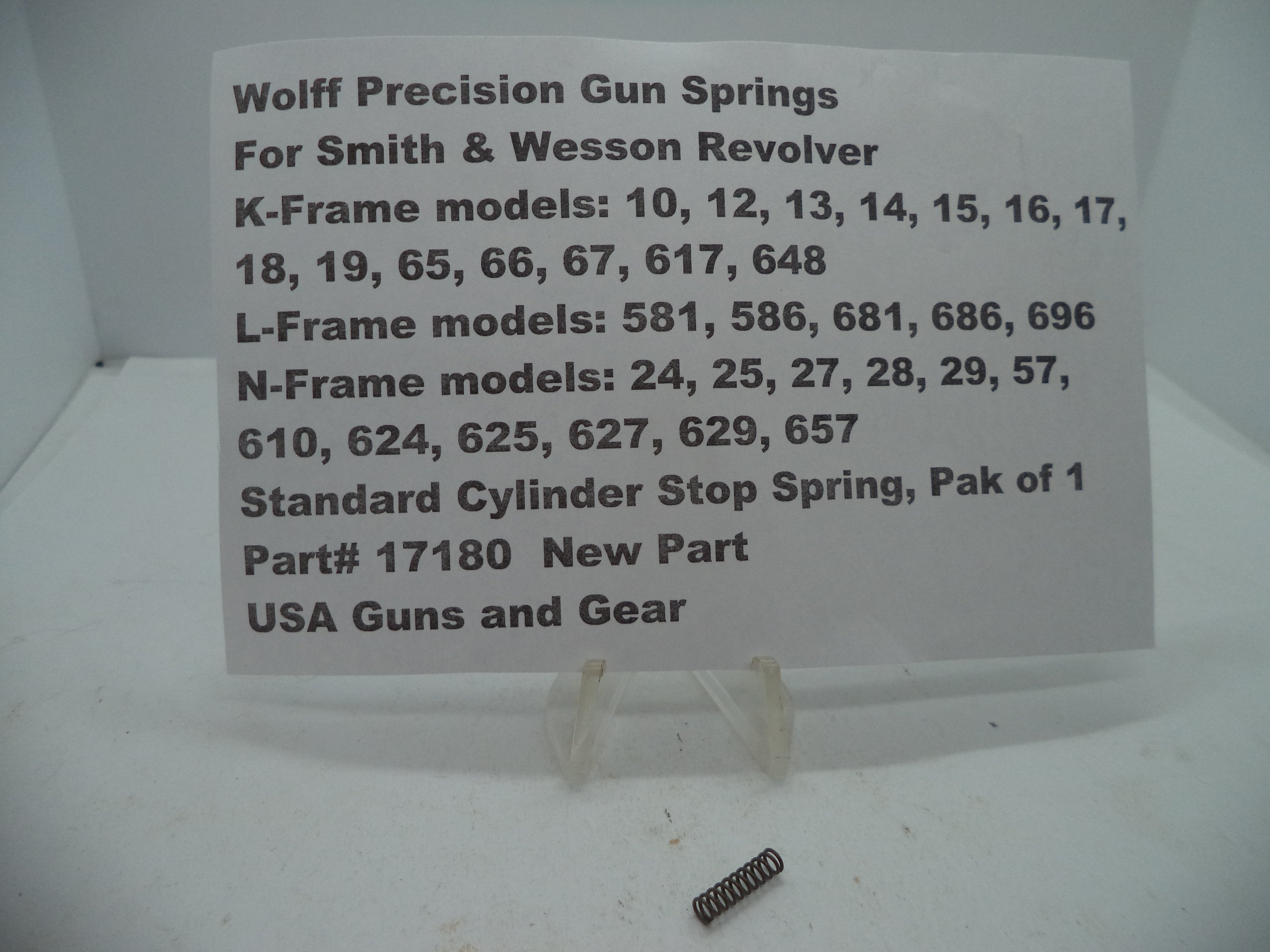 Wolff Cylinder Stop Spring for Smith & Wesson K/L/N Frame Revolvers 17180