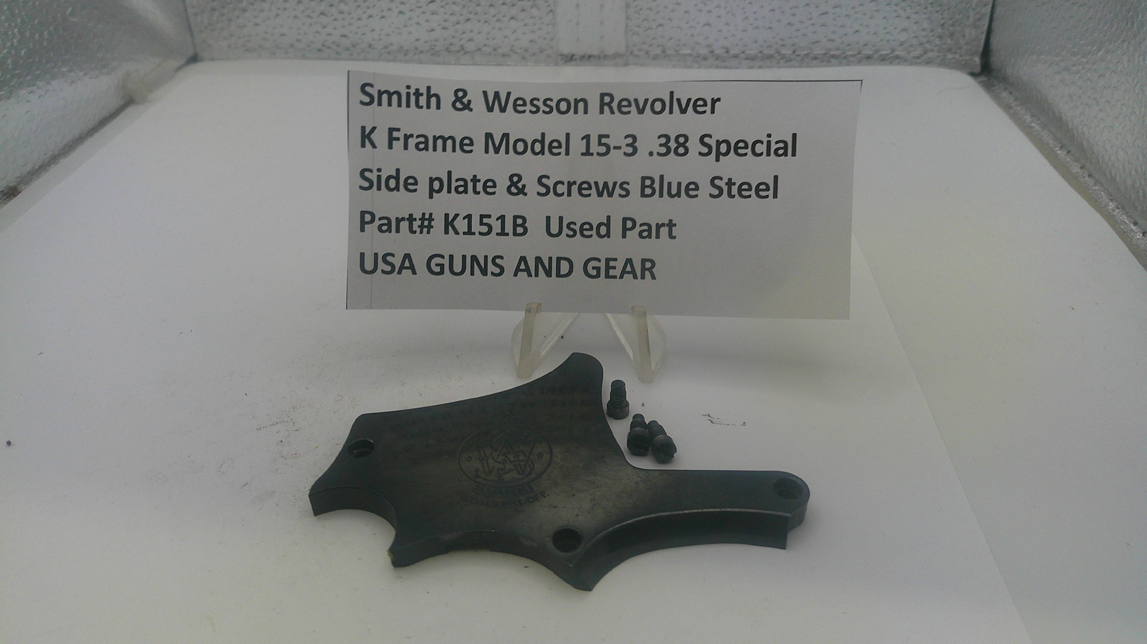 Smith & Wesson revolver part on a white surface with a label