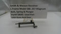 Used Smith & Wesson Revolver L Frame Model 586 .357 Magnum bolt, spring, and plunger on a white background with a label.