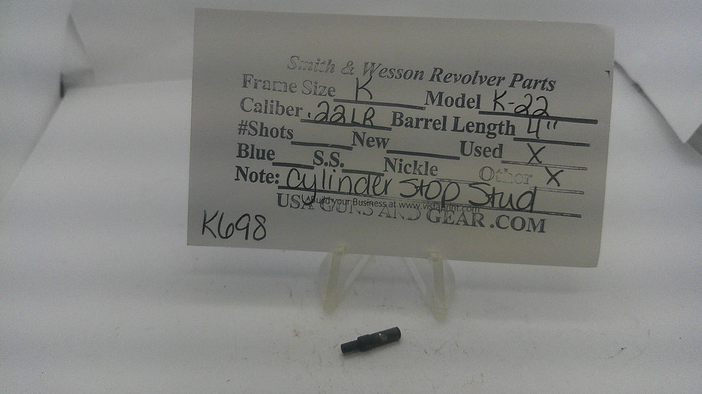 Smith & Wesson Smith & Wesson K Frame Model K-22 .22 LR Cylinder Stop Stud K698 Part K698