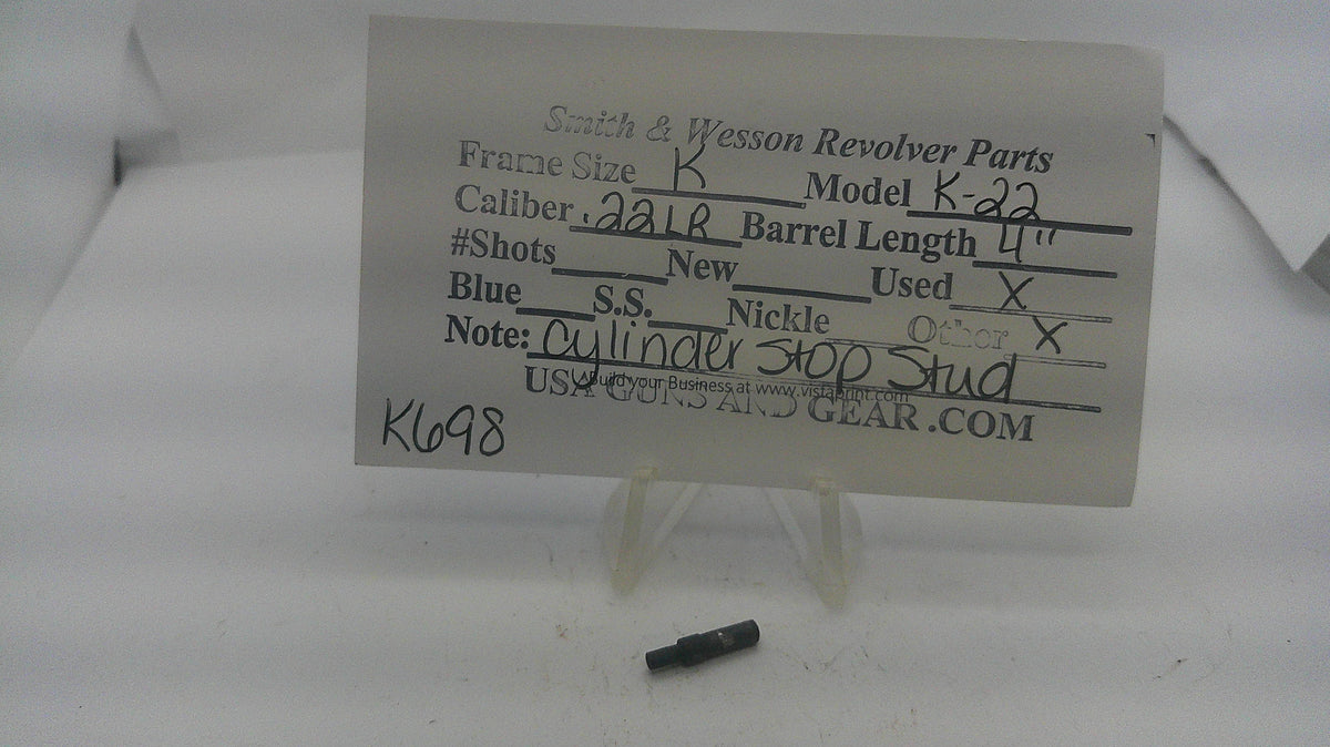 Smith & Wesson Smith & Wesson K Frame Model K-22 .22 LR Cylinder Stop Stud K698 Part K698