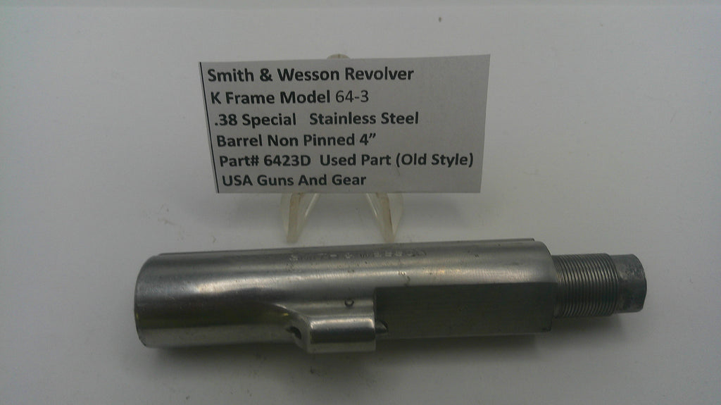 Smith & Wesson K Frame Model 64-3 Revolver 4" Barrel Non-Pinned Stainless Steel (Used) 6423D