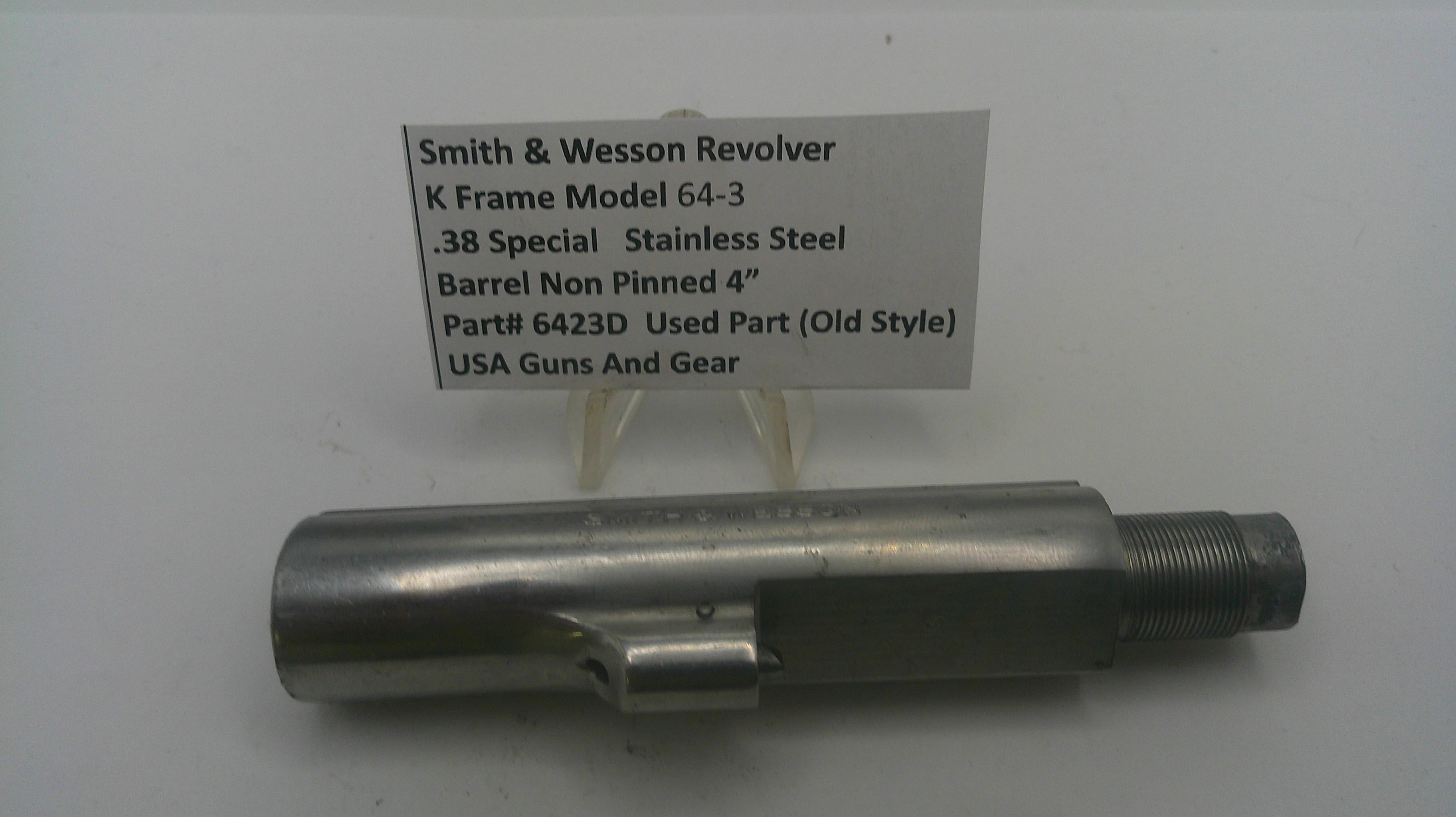 Smith & Wesson K Frame Model 64-3 Revolver 4" Barrel Non-Pinned Stainless Steel (Used) 6423D