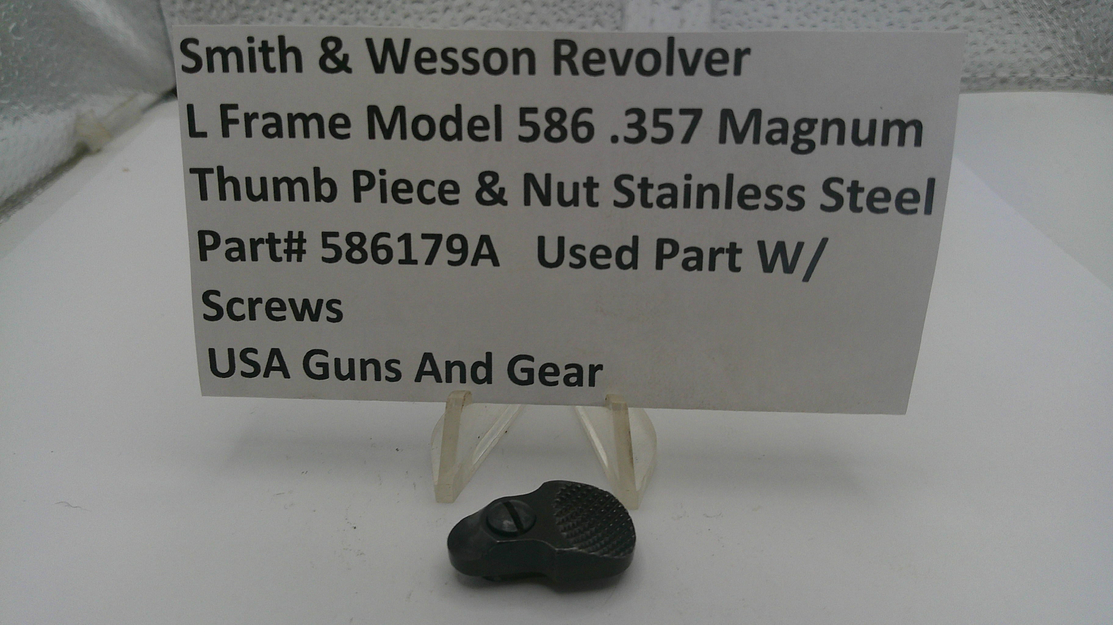 Smith & Wesson revolver part with descriptive label on a white background