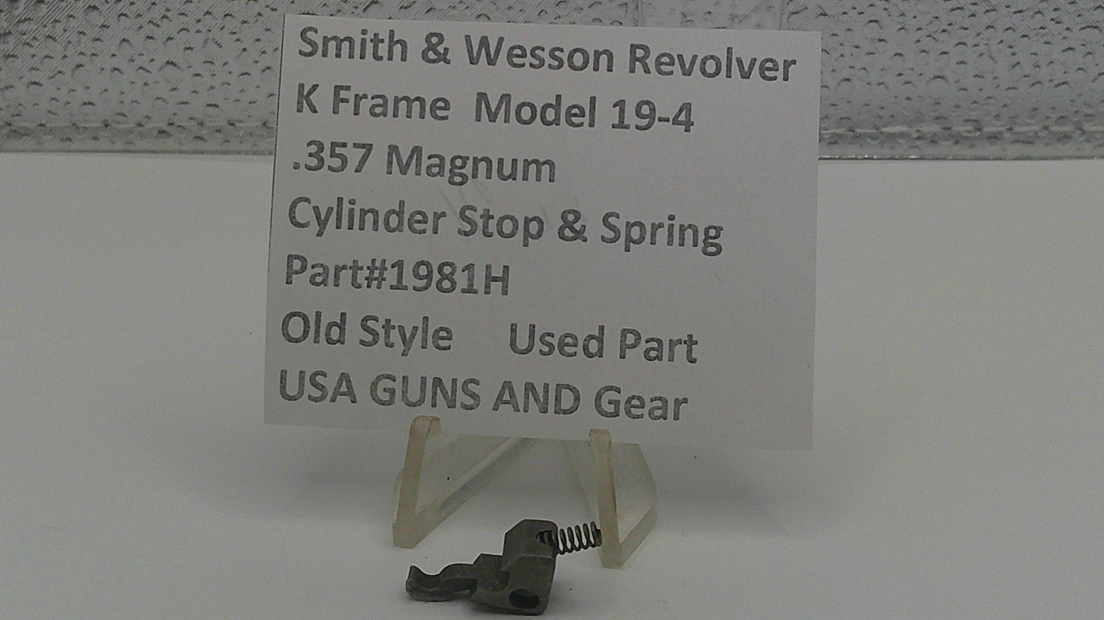 Smith & Wesson revolver part with descriptive label on a white background