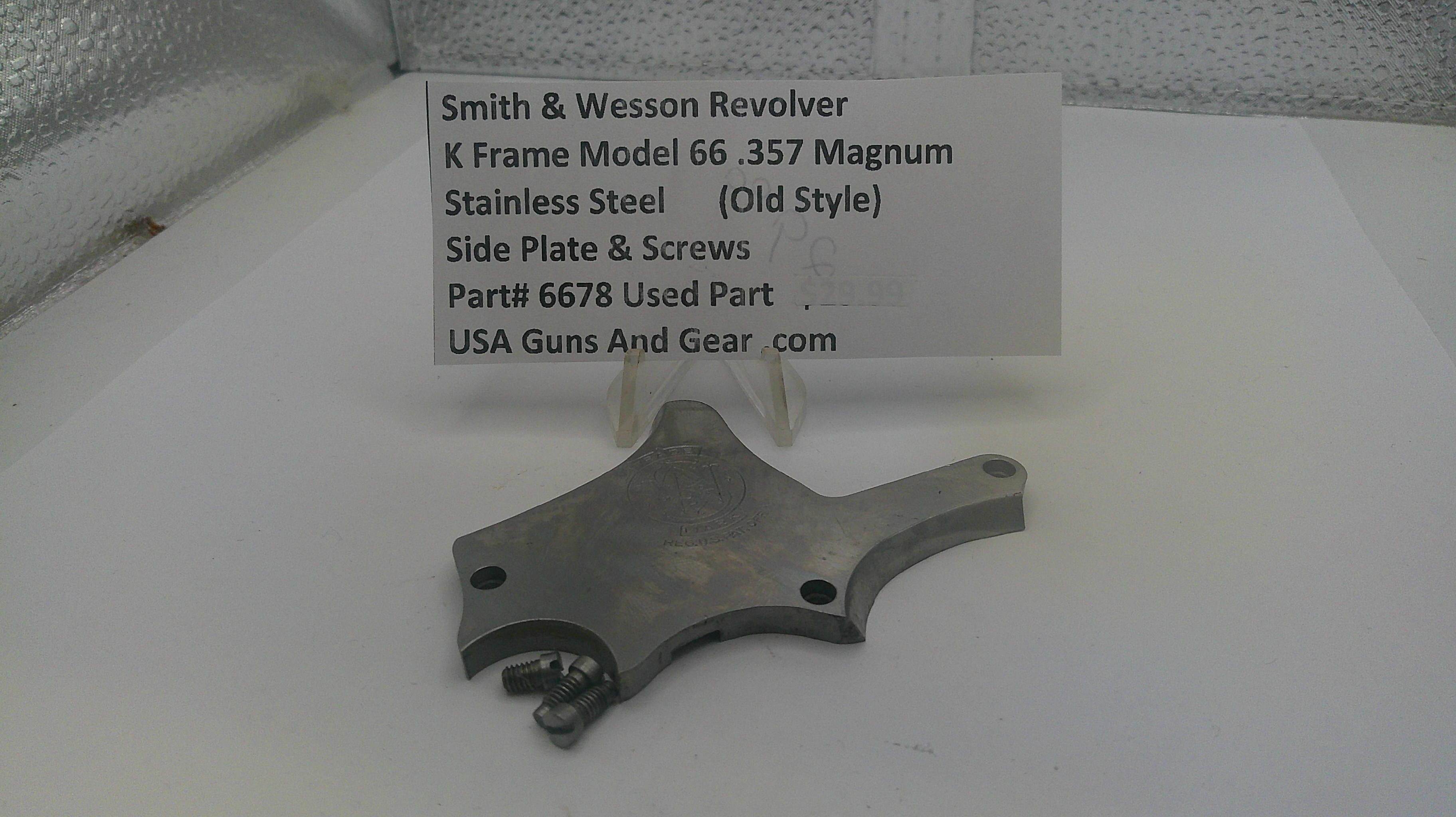 Smith & Wesson revolver part on a white surface with a label