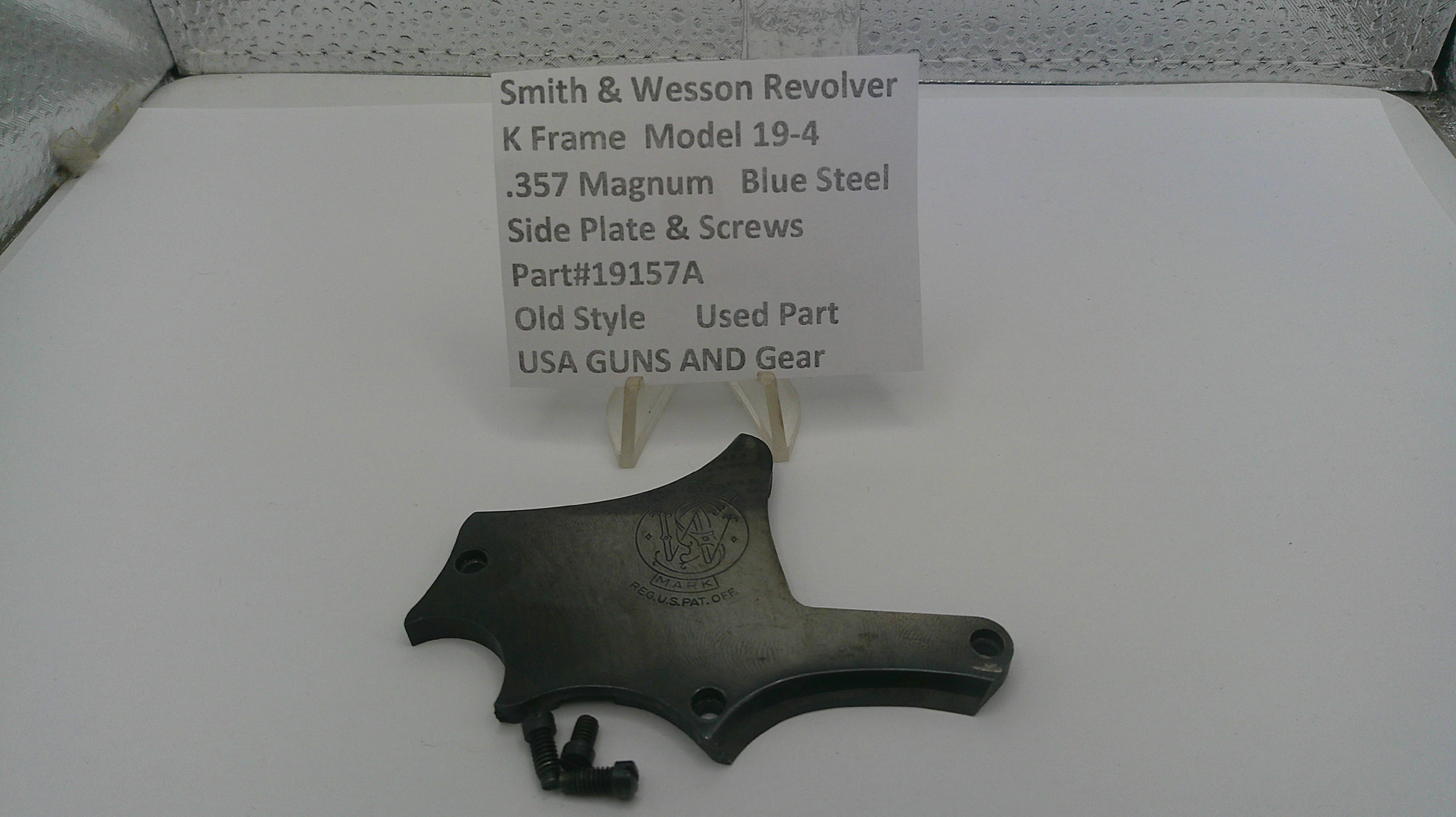 Smith & Wesson revolver part on a white surface with a label