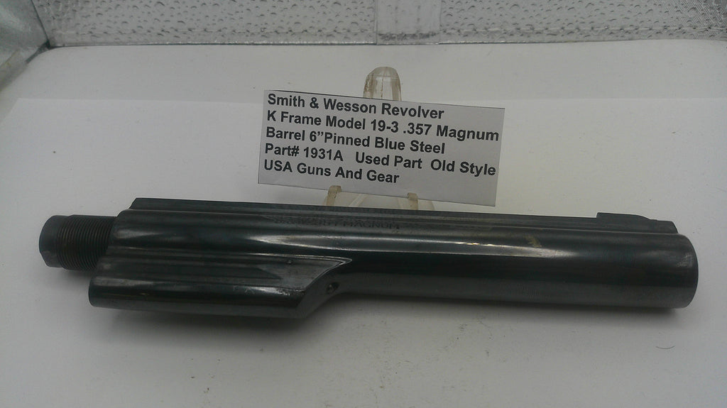 Smith & Wesson K Frame Model 19-3 .357 Magnum 6" Pinned Barrel - Blue Steel, Part 1931A