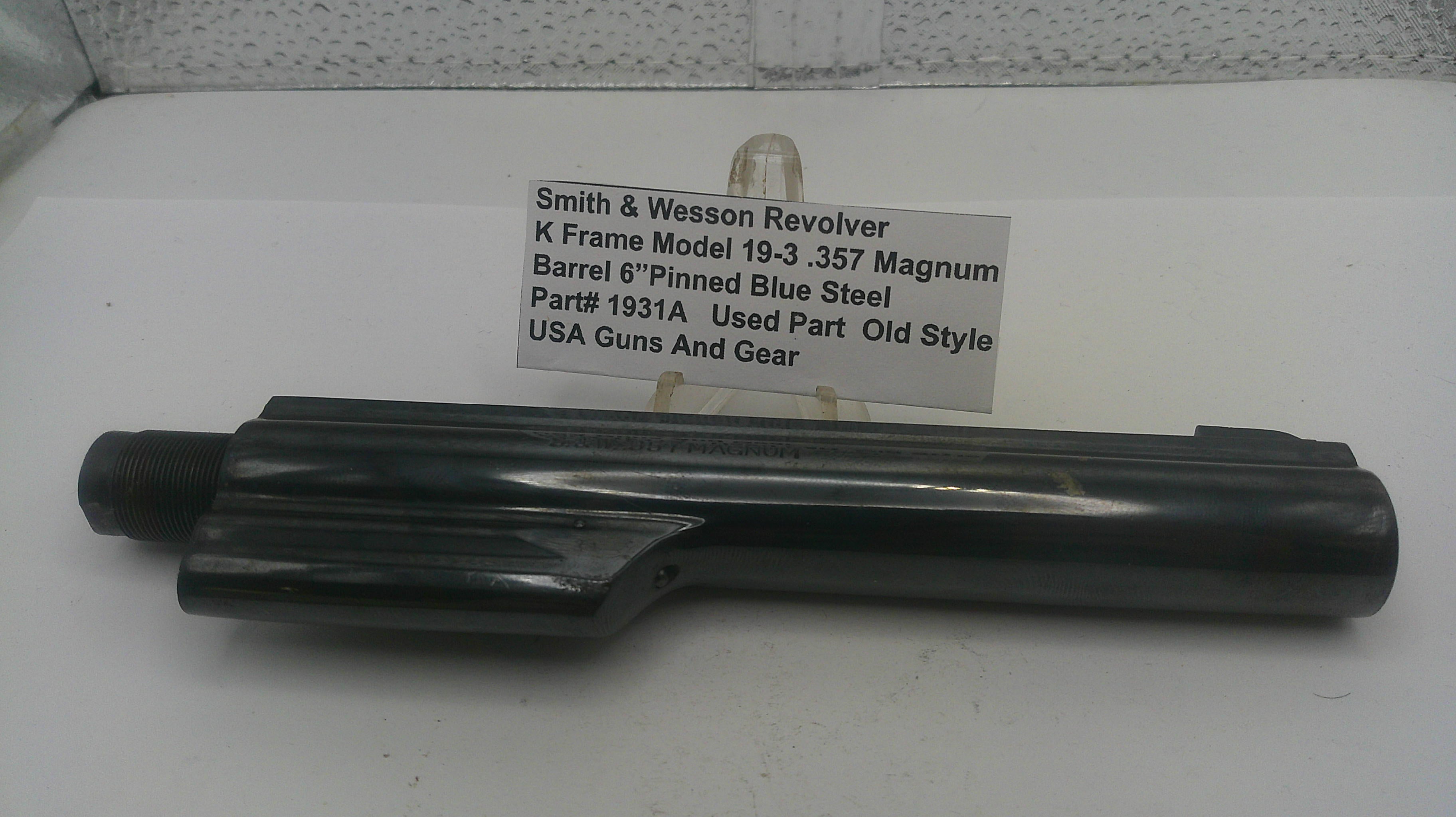 Smith & Wesson K Frame Model 19-3 .357 Magnum 6" Pinned Barrel - Blue Steel, Part 1931A