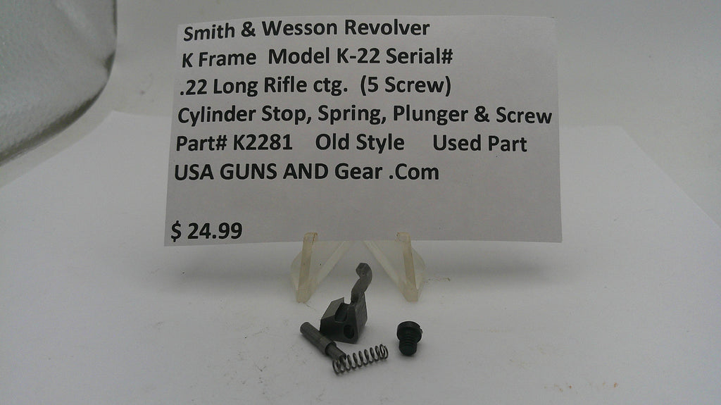 S&W K Frame Model K-22 Cylinder Stop Assembly .22 Long Rifle Part #K2281