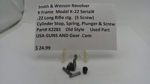 Smith & Wesson K Frame Model K-22 Cylinder Stop Assembly Used .22 Long Rifle Part #K2281