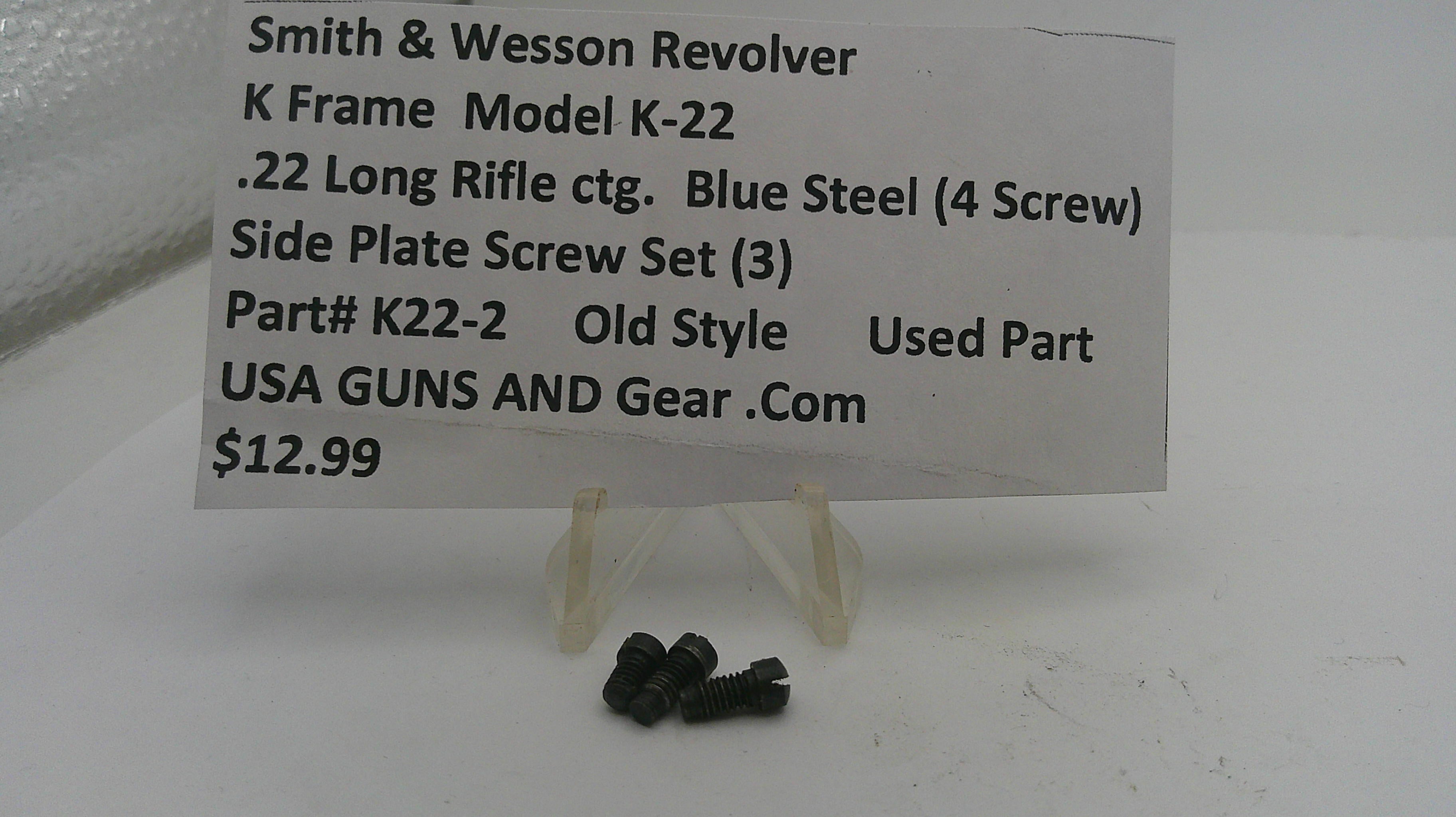 Smith & Wesson K Frame Model .22 Long Rifle CTG Side Plate Screw Set K22-2
