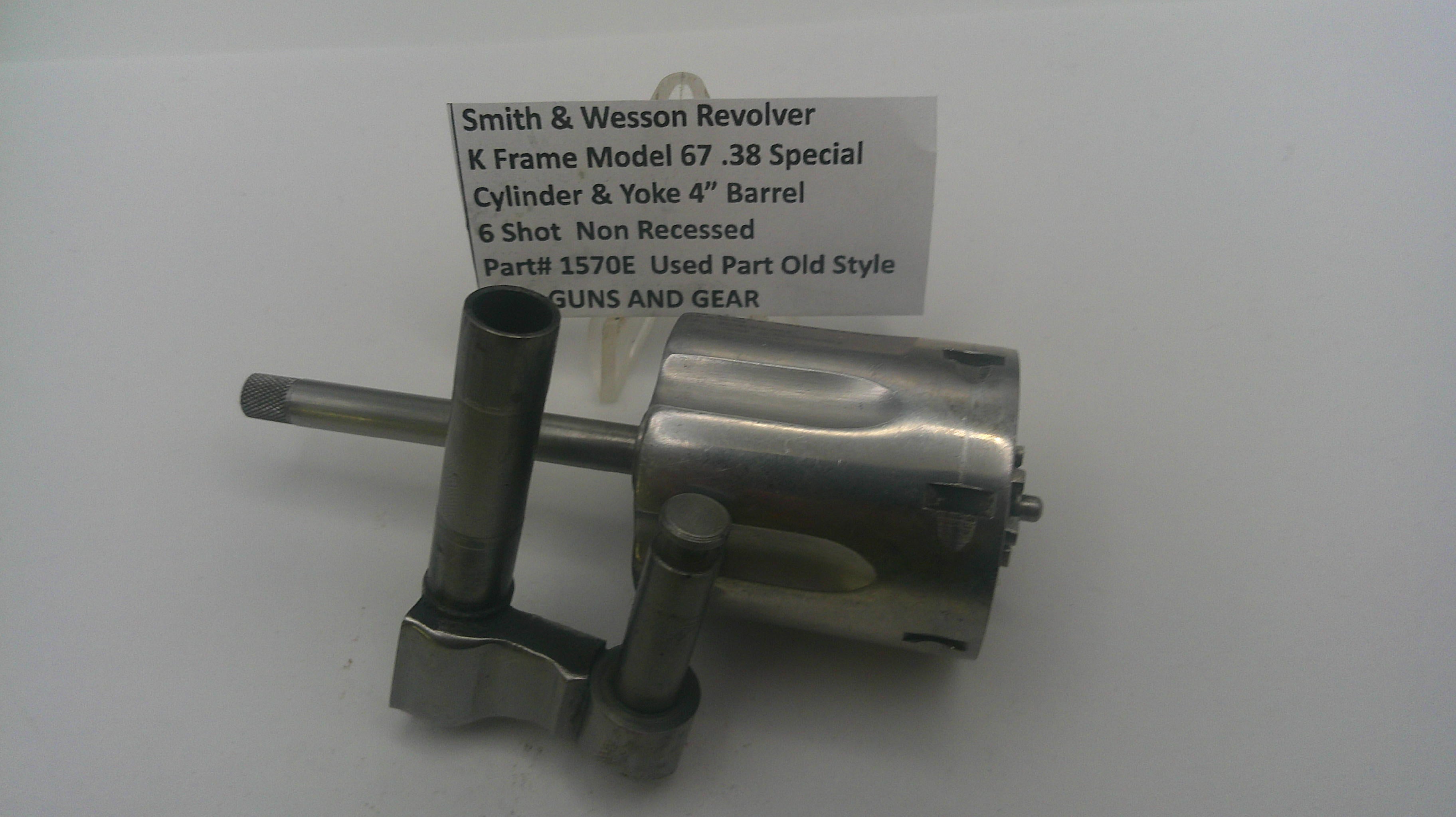 Smith & Wesson revolver part on a white background with a label.