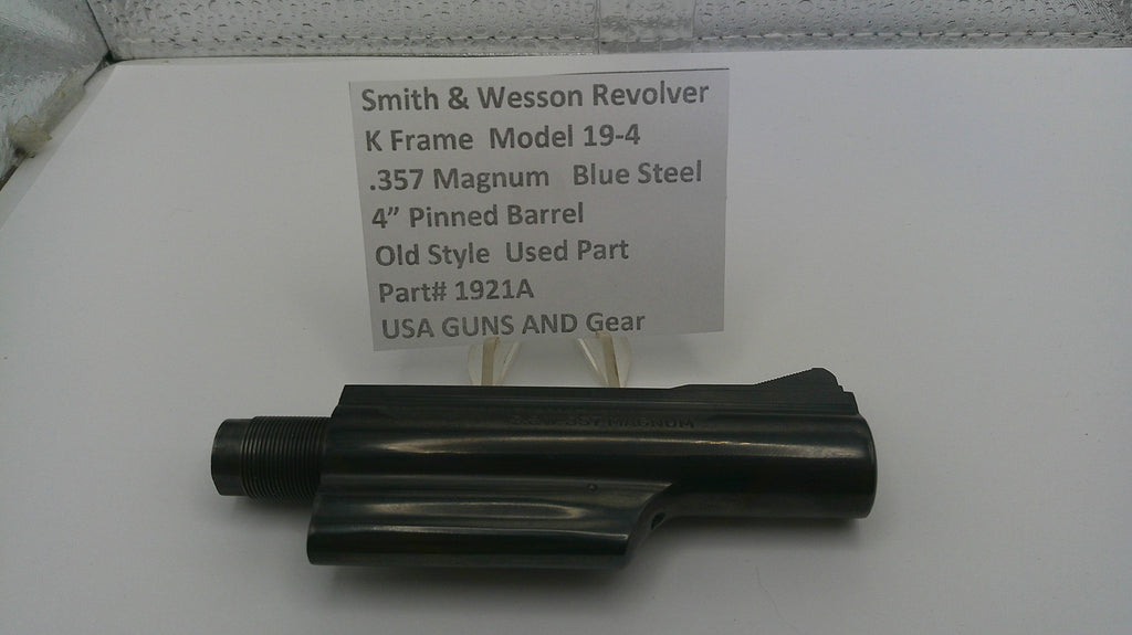 S&W K Frame Model 19-4 Pinned Barrel 4" Old Style, .357 Magnum - Part# 1921A