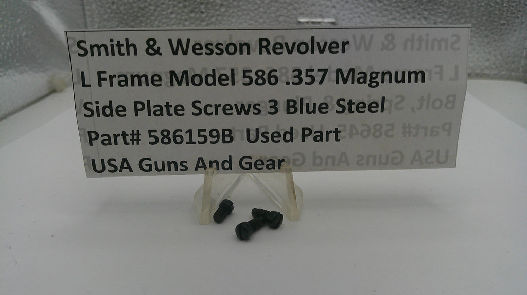 Smith & Wesson revolver side plate screws with a label on a white background