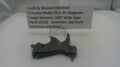 Smith & Wesson revolver part with a label on a white background