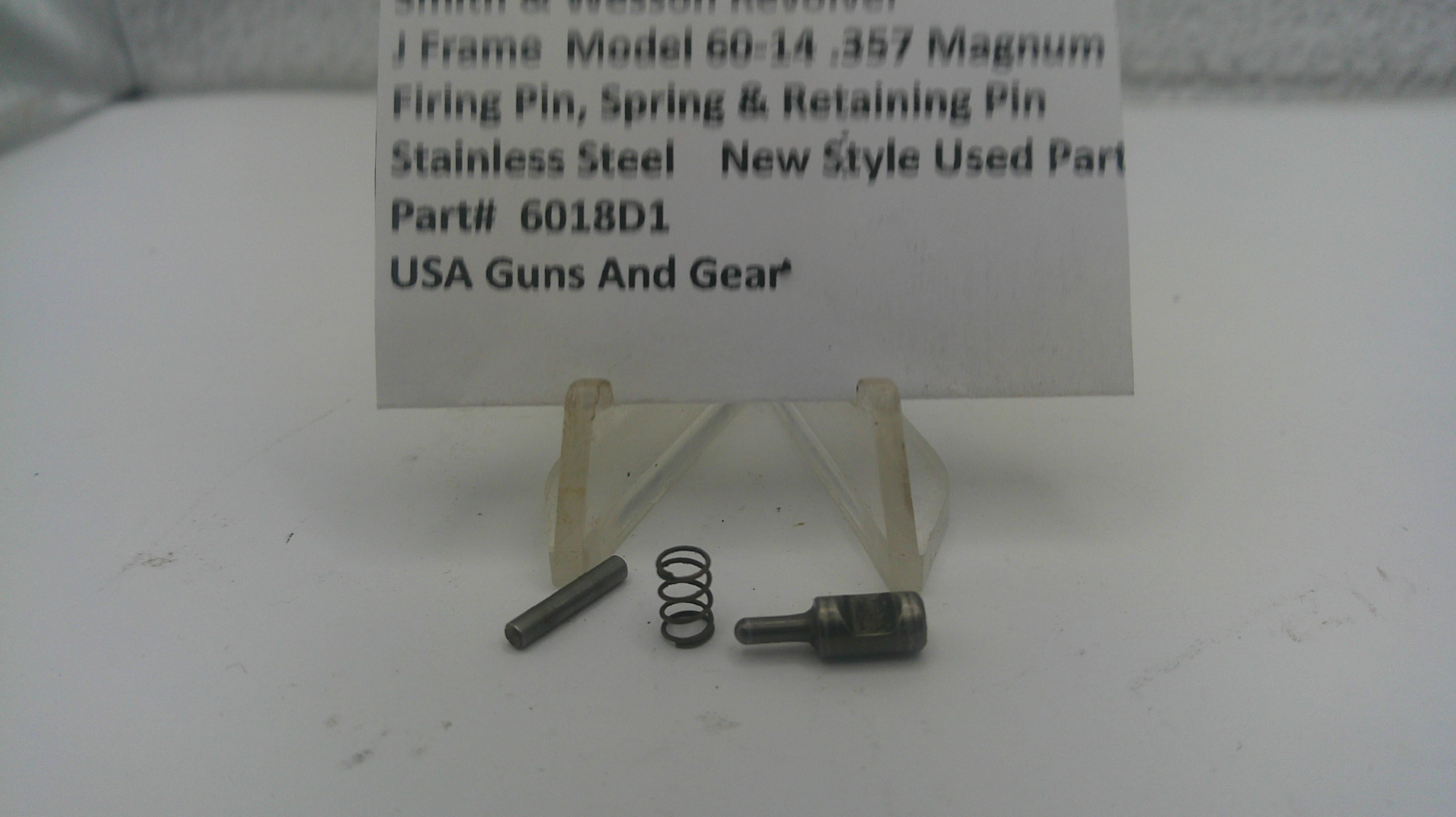 Smith & Wesson Revolver J Frame Model 60-14 .357 Magnum Firing Pin, Spring, & Retaining Pin 6018D1