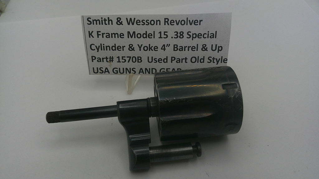 Smith & Wesson revolver part on a white background with a label.