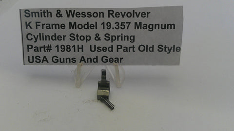 Smith and Wesson K Frame Model 13 .357 Magnum Cylinder Stop and Spring 1981H