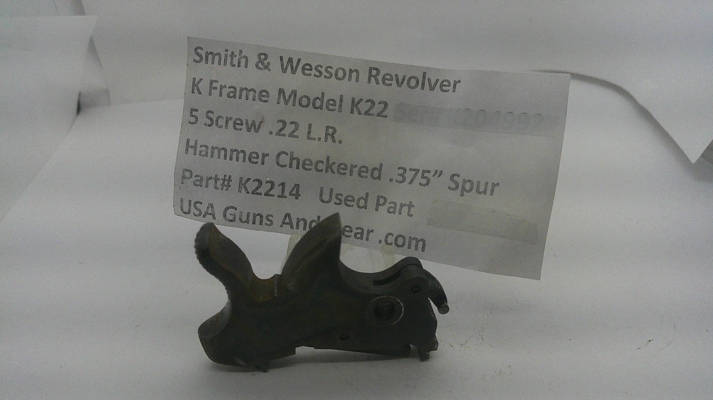 Smith & Wesson Smith & Wesson K Frame Revolver Model K22 Checkered Hammer .375" Sur K2214 Part K2214