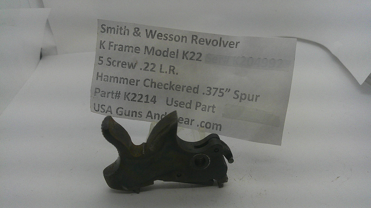 Smith & Wesson Smith & Wesson K Frame Revolver Model K22 Checkered Hammer .375" Sur K2214 Part K2214