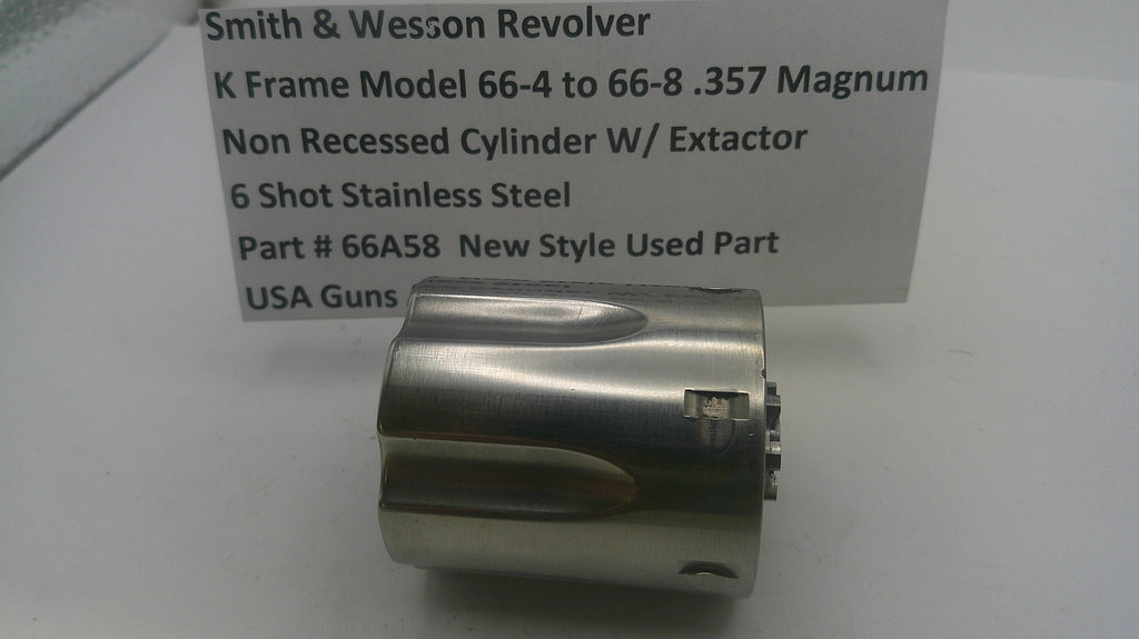 Smith & Wesson Model 66- K Frame .357 Magnum Cylinder w/ Extractor Non-Recessed Stainless Steel Used 66A58