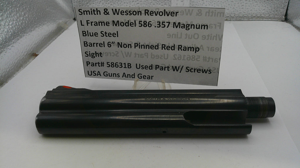 Smith & Wesson revolver barrel with specifications on a white background
