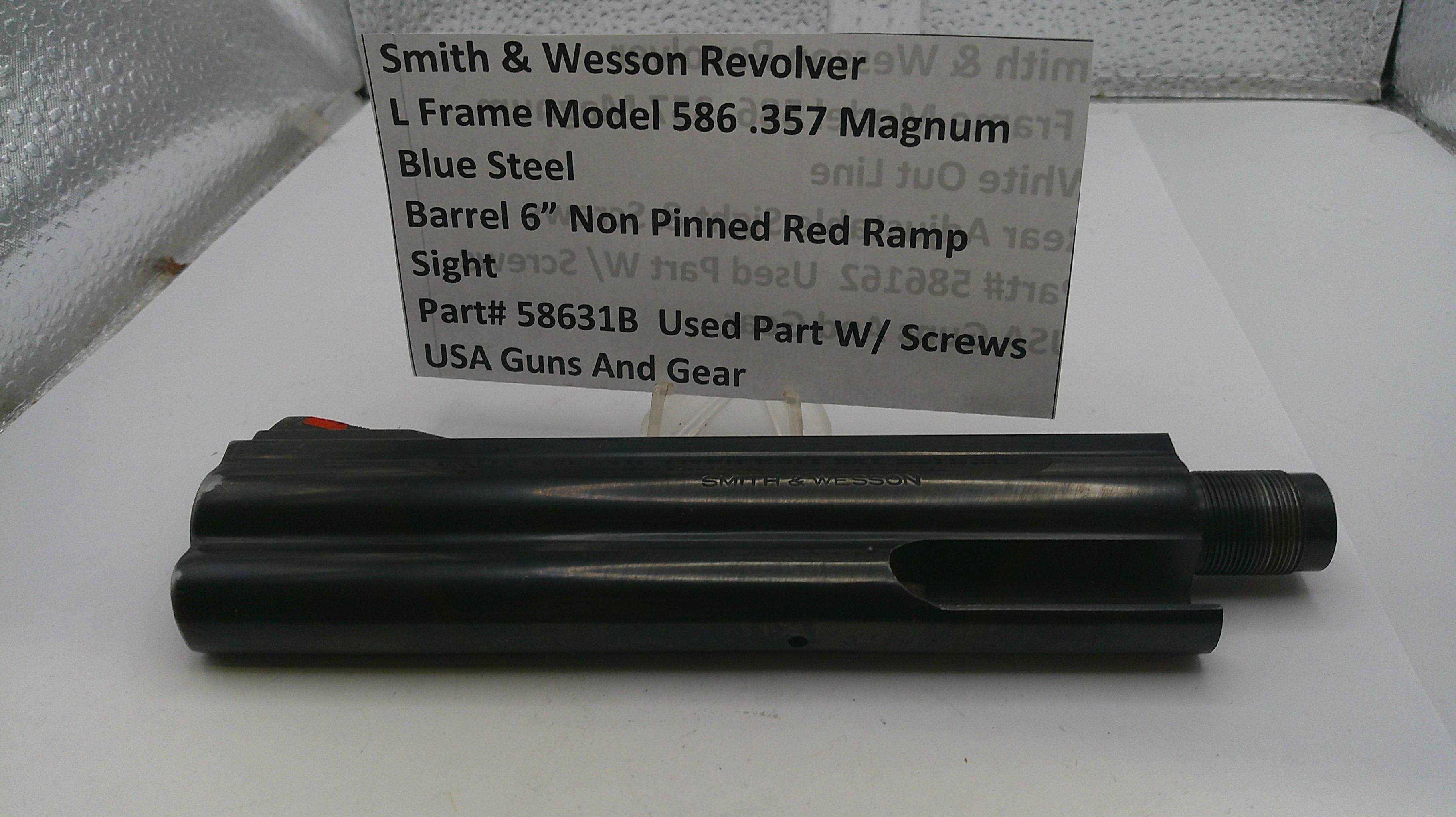 Smith & Wesson revolver barrel with specifications on a white background