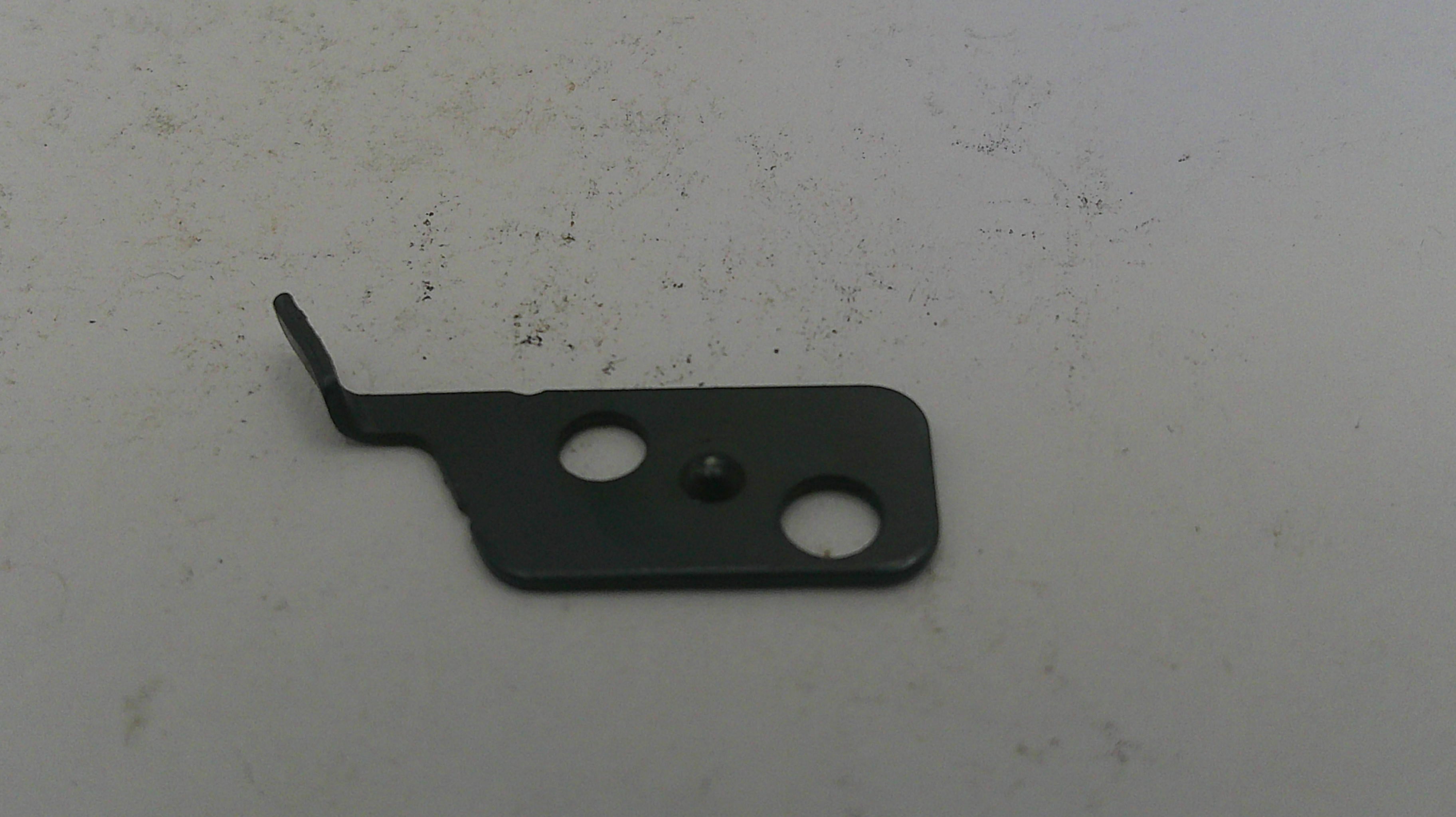 Small black metal bracket on a white background