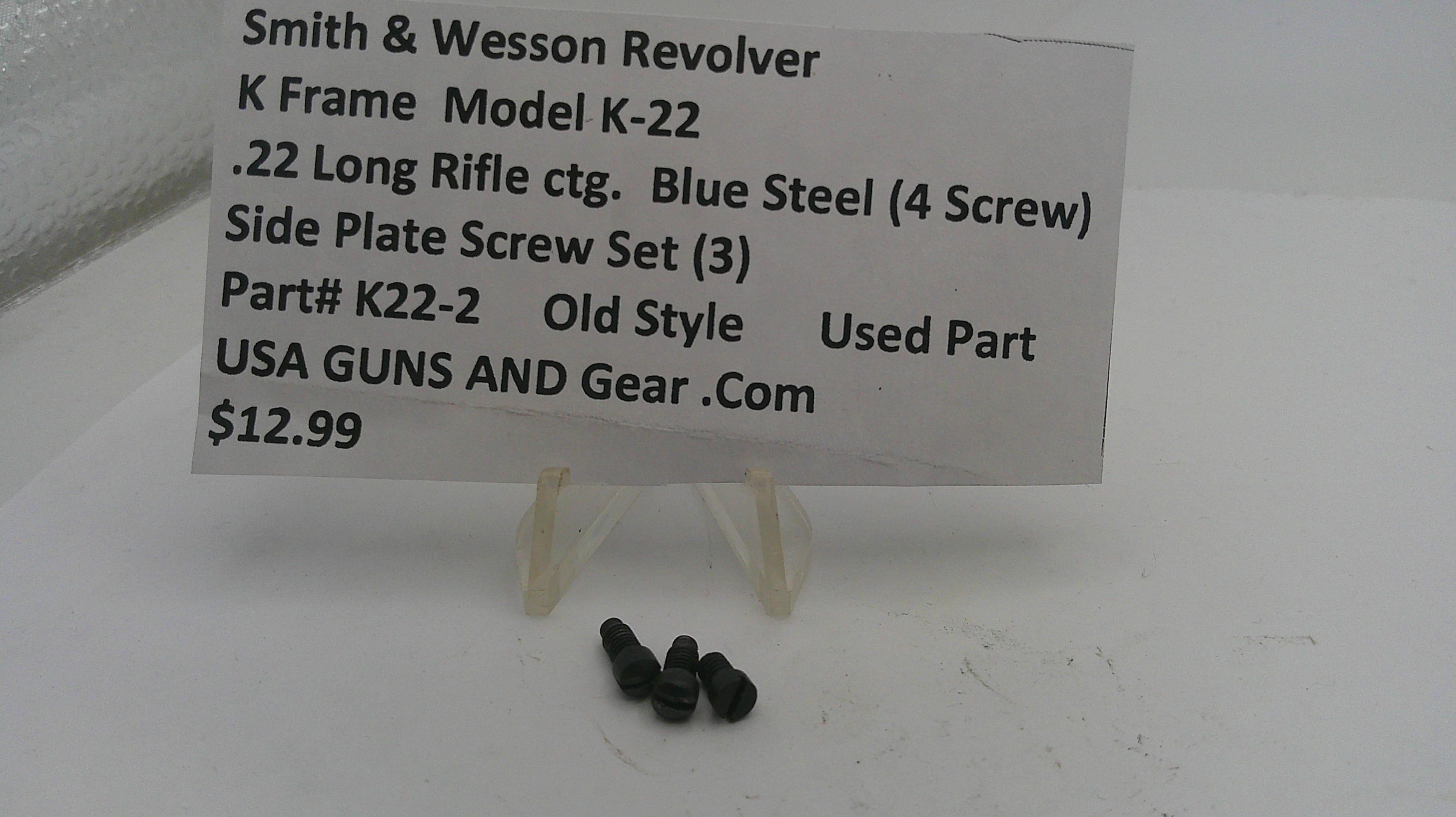 Smith & Wesson K Frame Model .22 Long Rifle CTG Side Plate Screw Set K22-2