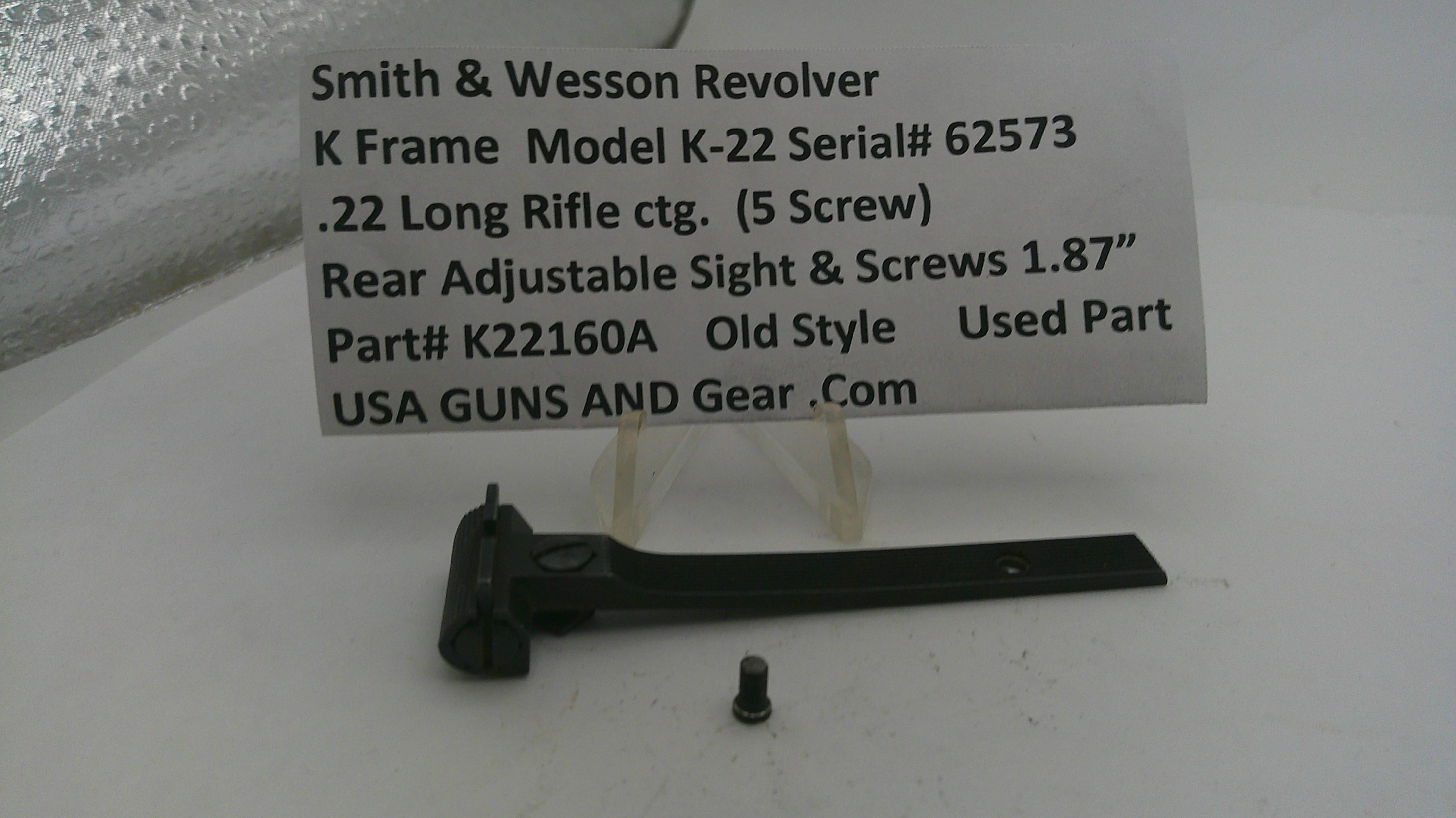 Smith & Wesson K22 Rear Adjustable Sight - .22 Long Rifle K22160A