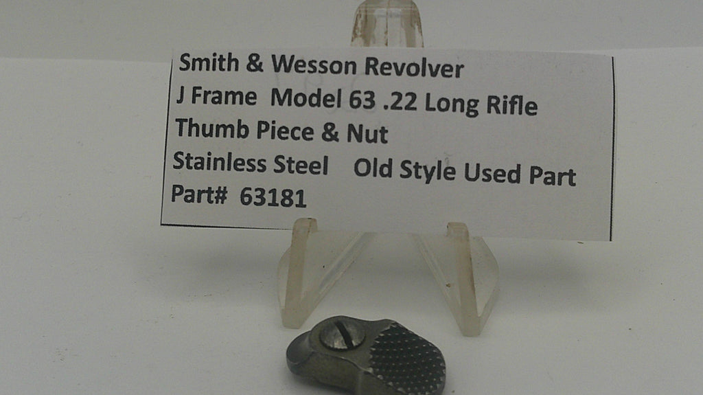 Smith & Wesson revolver part with descriptive label on a white background