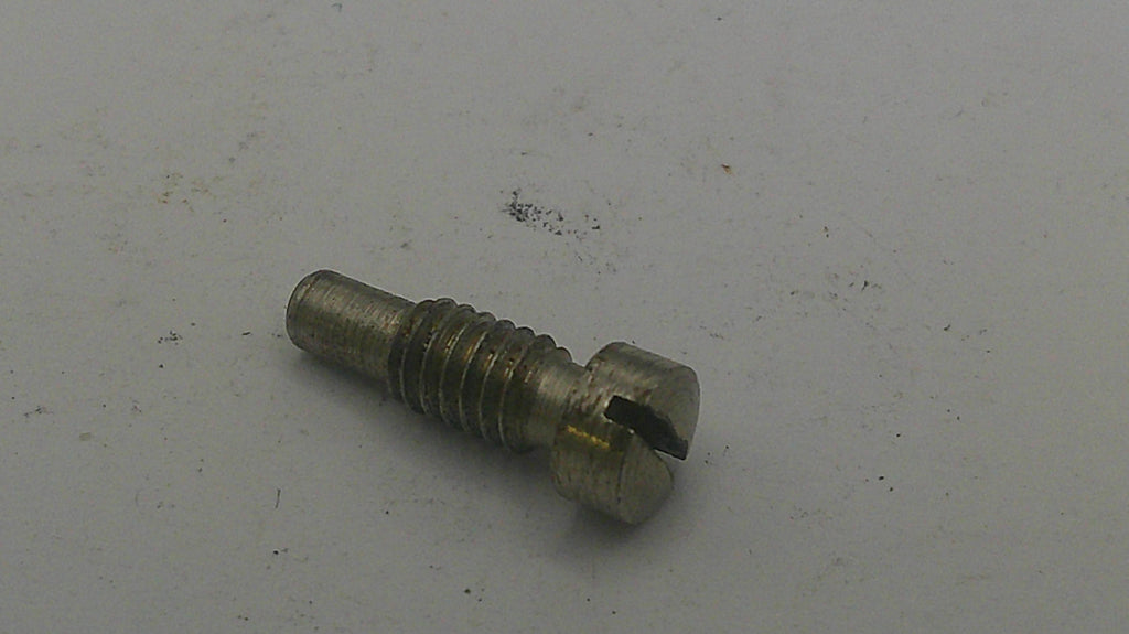 Metal screw on a light gray background
