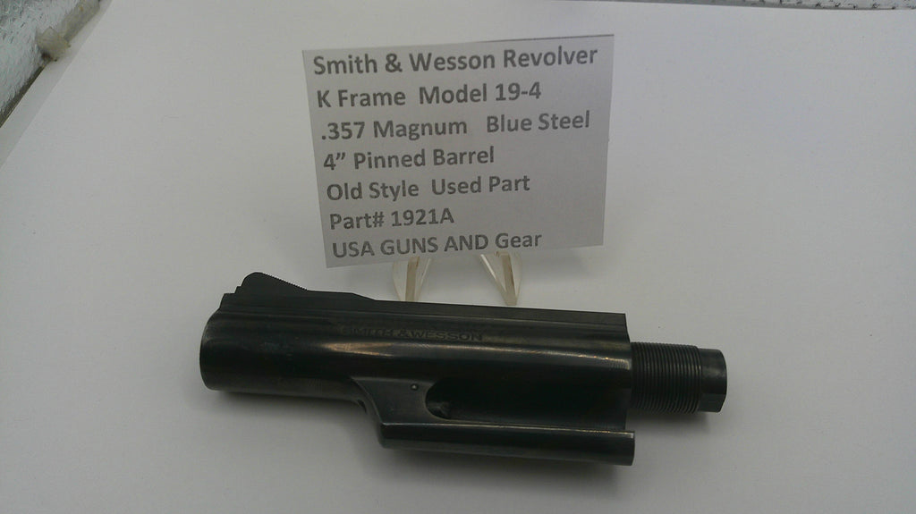 S&W K Frame Model 19-4 Pinned Barrel 4" Old Style, .357 Magnum - Part# 1921A
