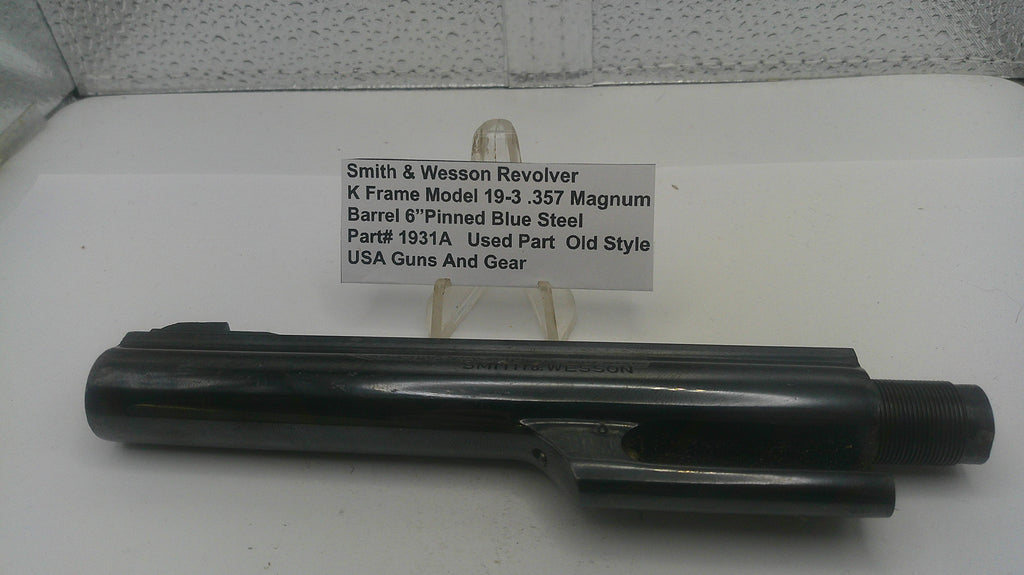 Smith & Wesson K Frame Model 19-3 .357 Magnum 6" Pinned Barrel - Blue Steel, Part 1931A