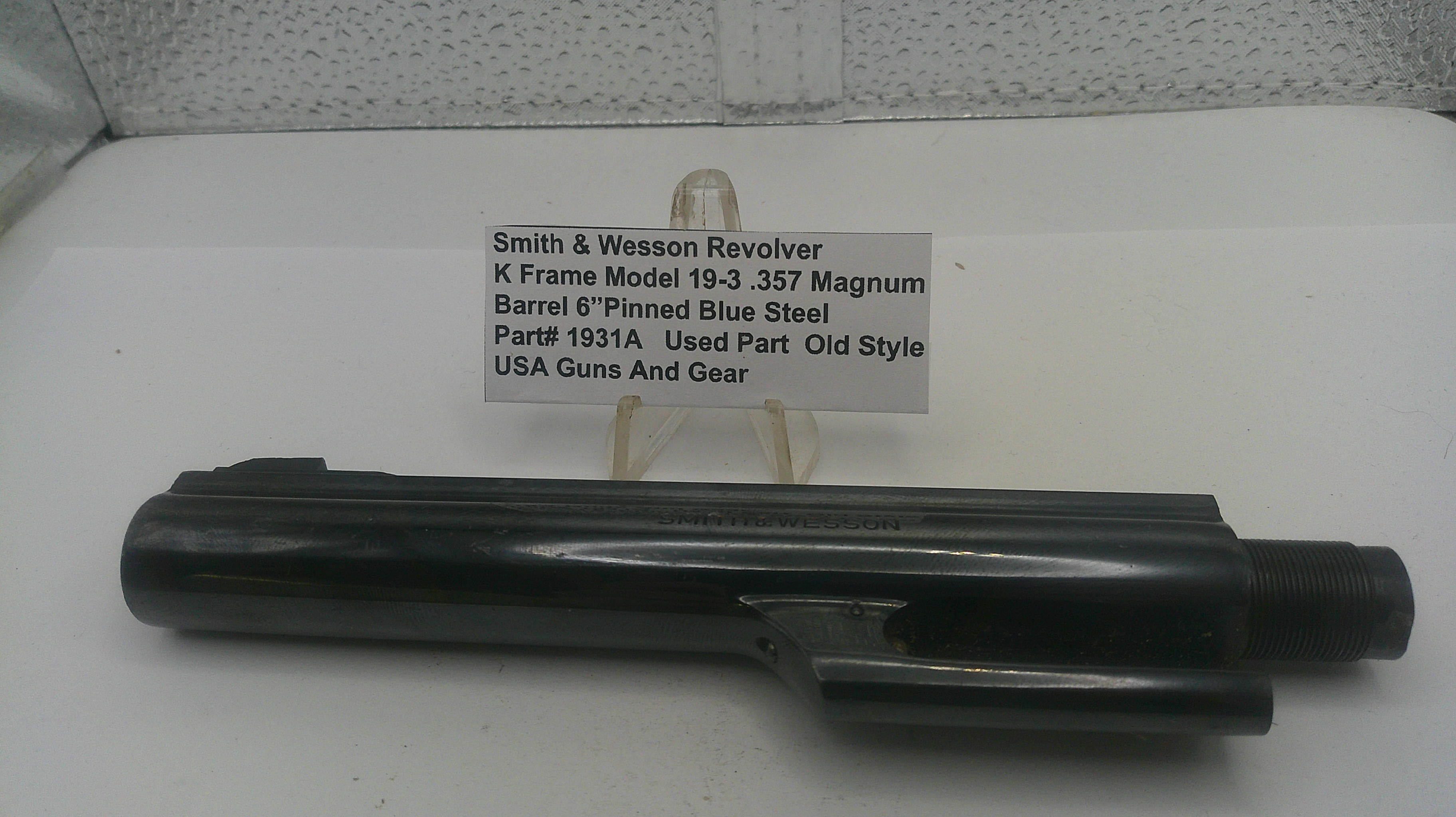 Smith & Wesson K Frame Model 19-3 .357 Magnum 6" Pinned Barrel - Blue Steel, Part 1931A