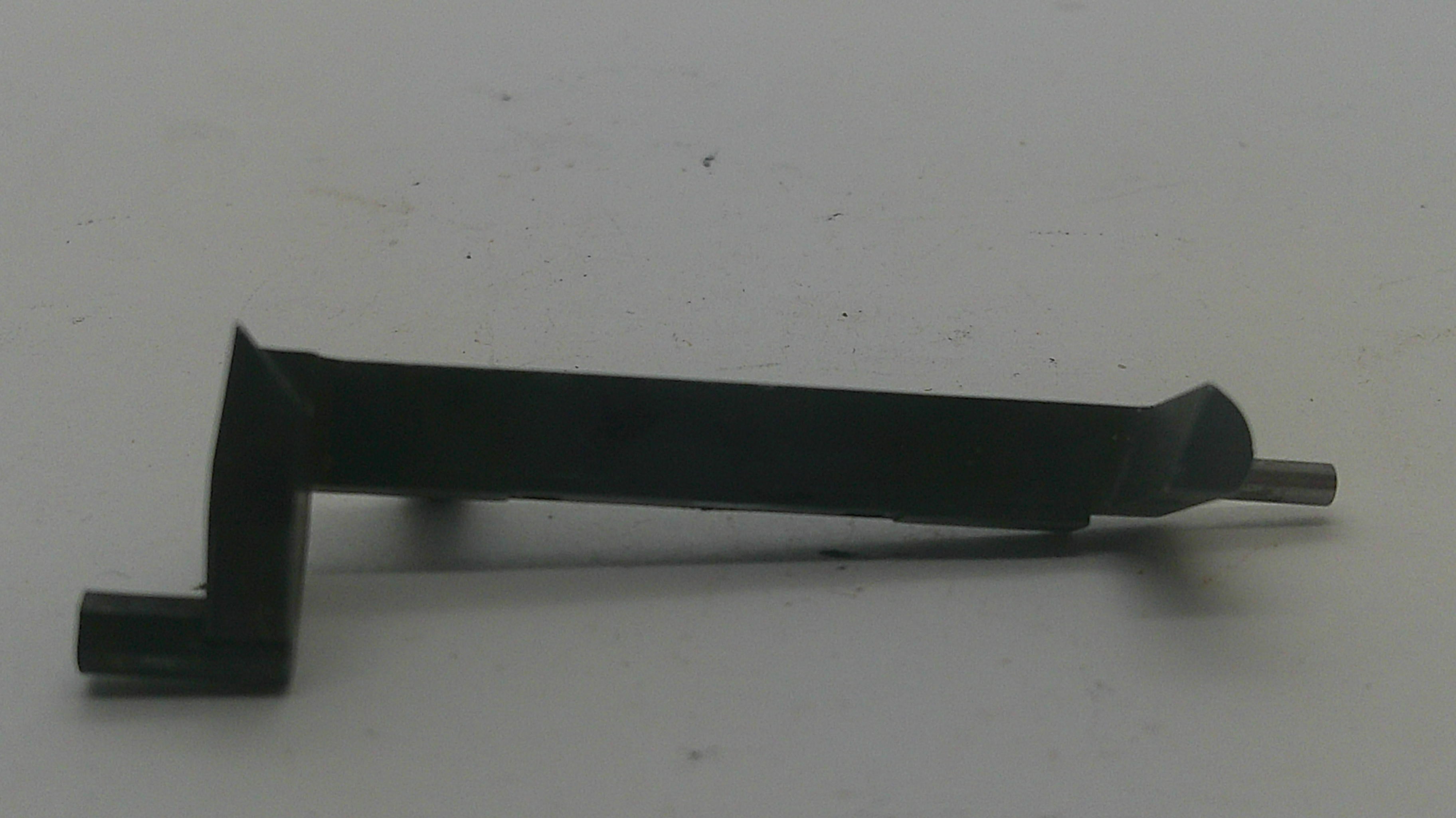 A black plastic replacement bracket or clip with a silver metal pin, shown on a plain light gray background.
