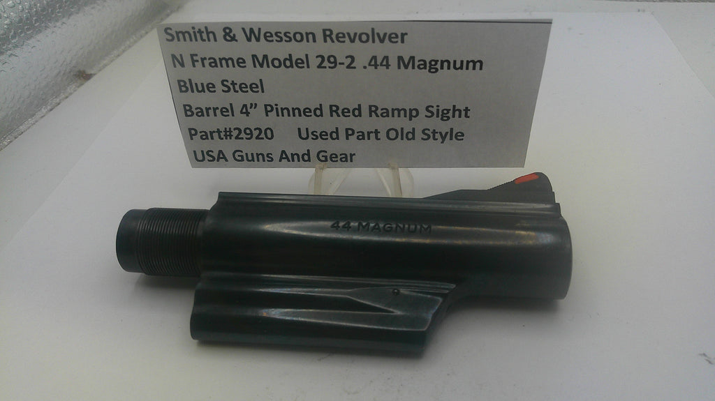 Smith & Wesson revolver barrel with specifications on a card