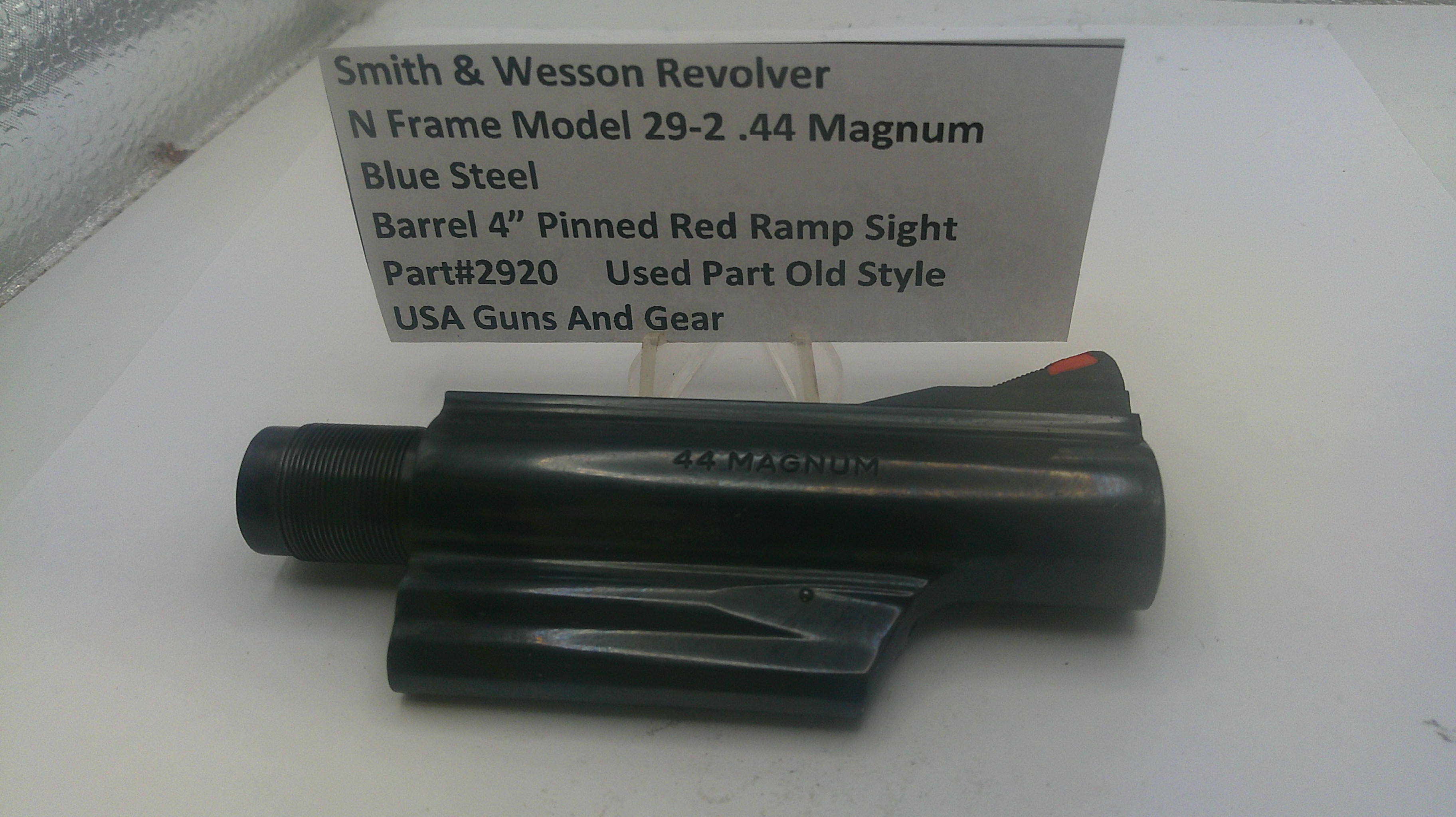 Smith & Wesson revolver barrel with specifications on a card
