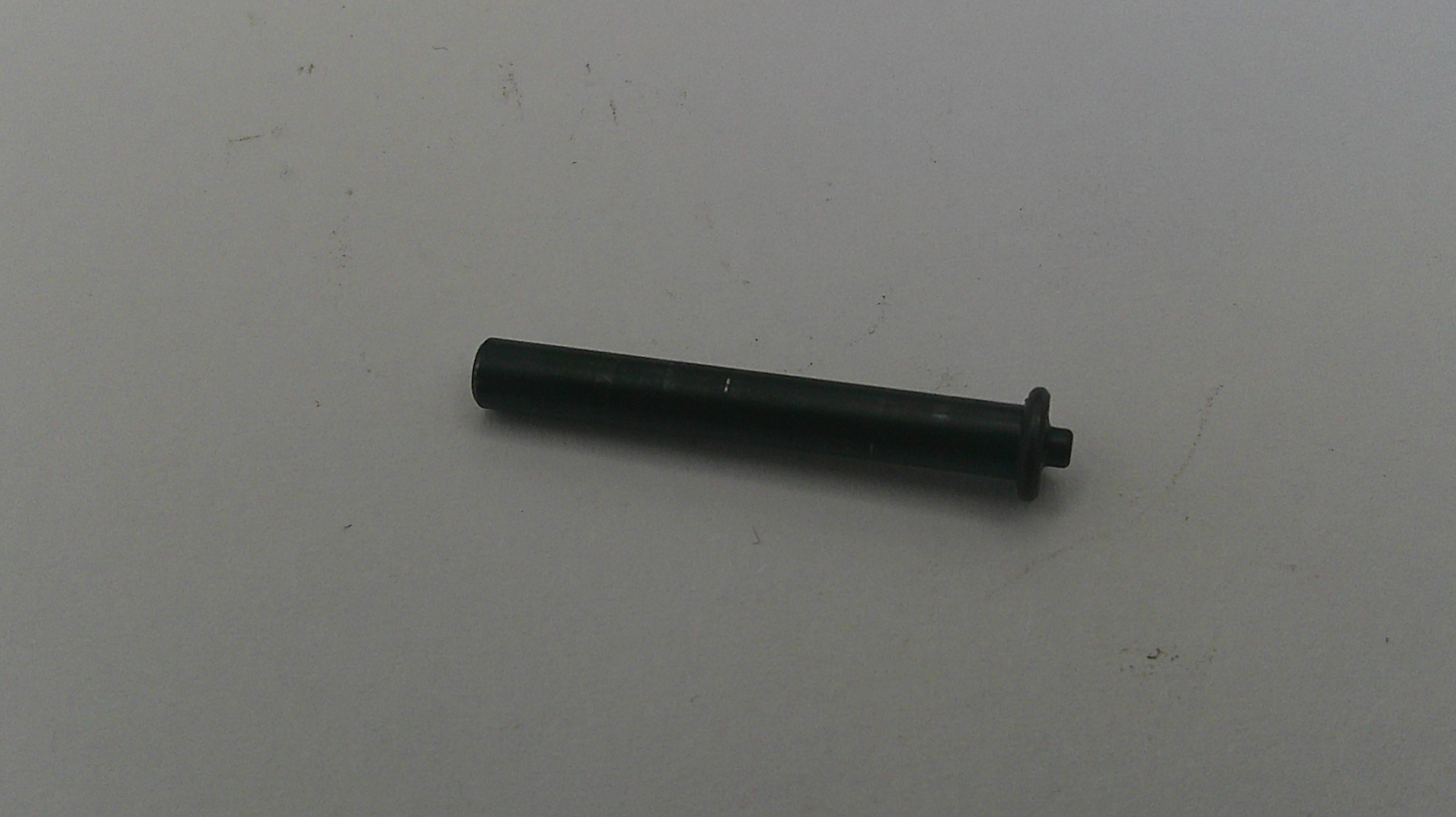 Black cylindrical object on a white background