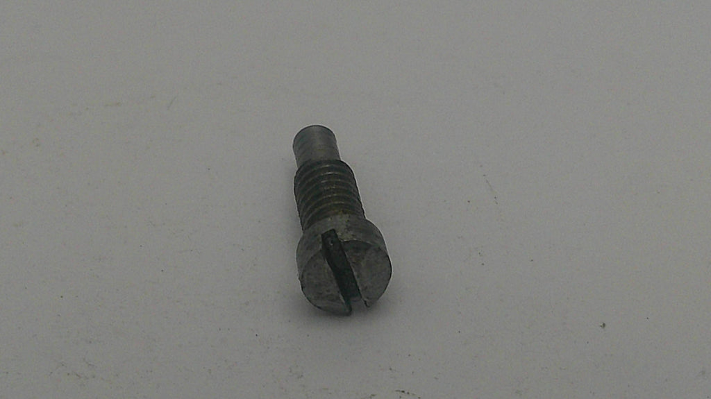 Metal screw on a light gray background