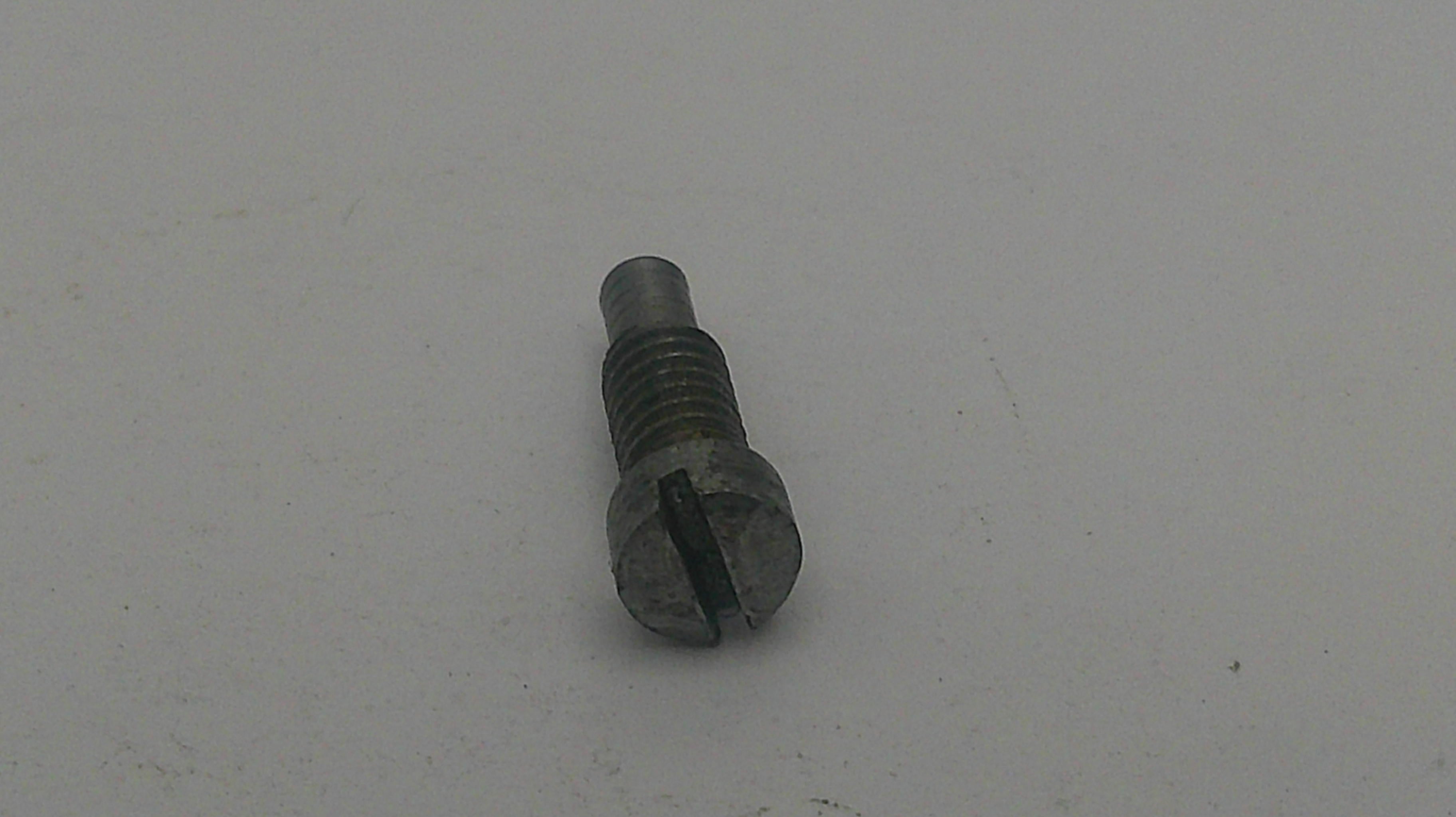 Metal screw on a light gray background