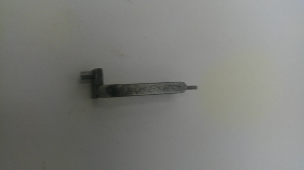 Metal L-shaped tool on a white background