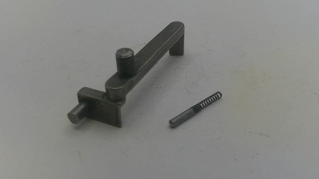Metal lever and spring on a white background
