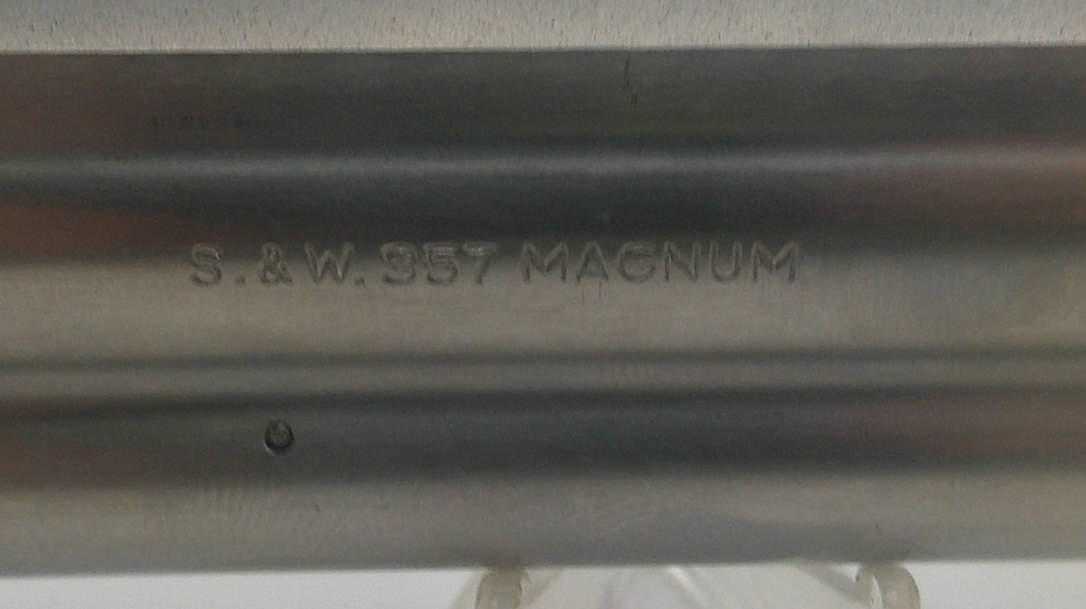 S&W 357 Magnum firearm barrel on a white background